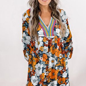 Threaded Pear Blakely Floral Long Sleeve Mini Dress