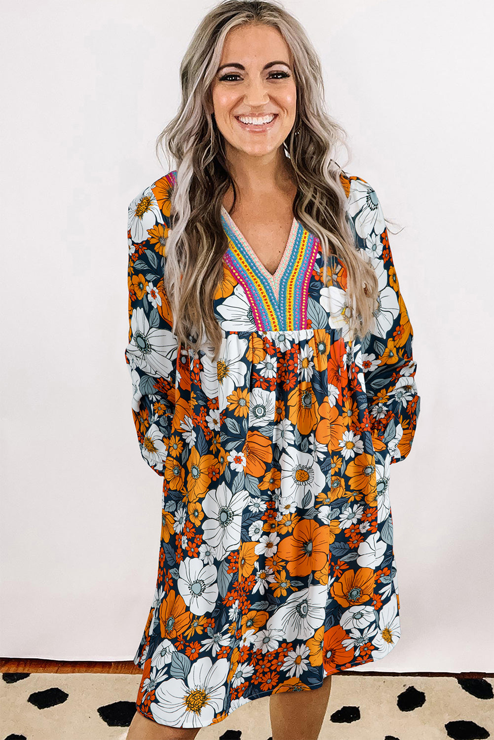 Threaded Pear Blakely Floral Long Sleeve Mini Dress