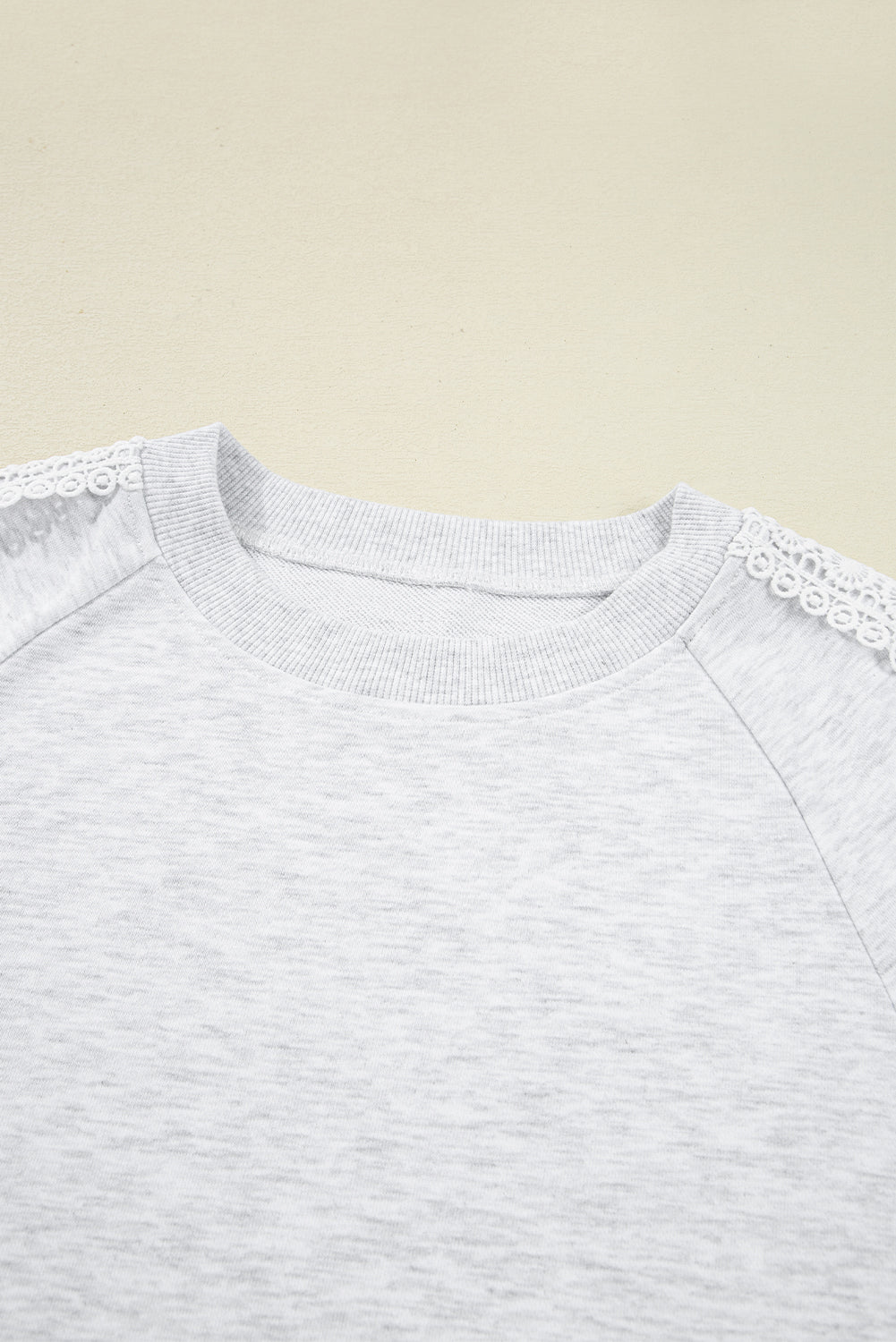 Threaded Pear Peyton Lace Patchwork Raglan Sleeve Crew Neck Sweatshirt - Image 9