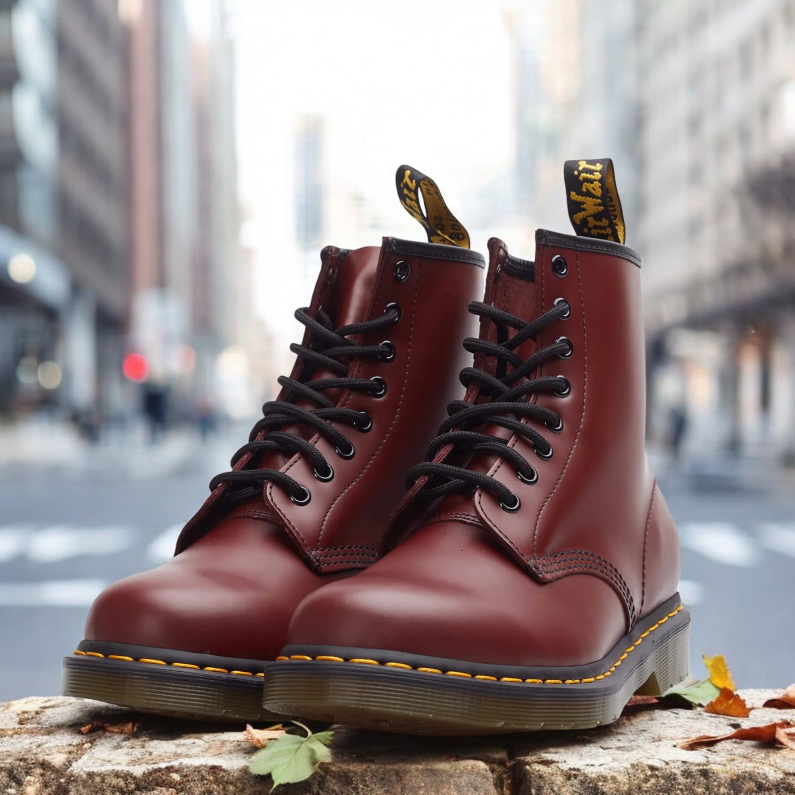 Dr. Martens Unisex 1460 Smooth Leather Lace Up Boots 'Cherry Red' - Image 2