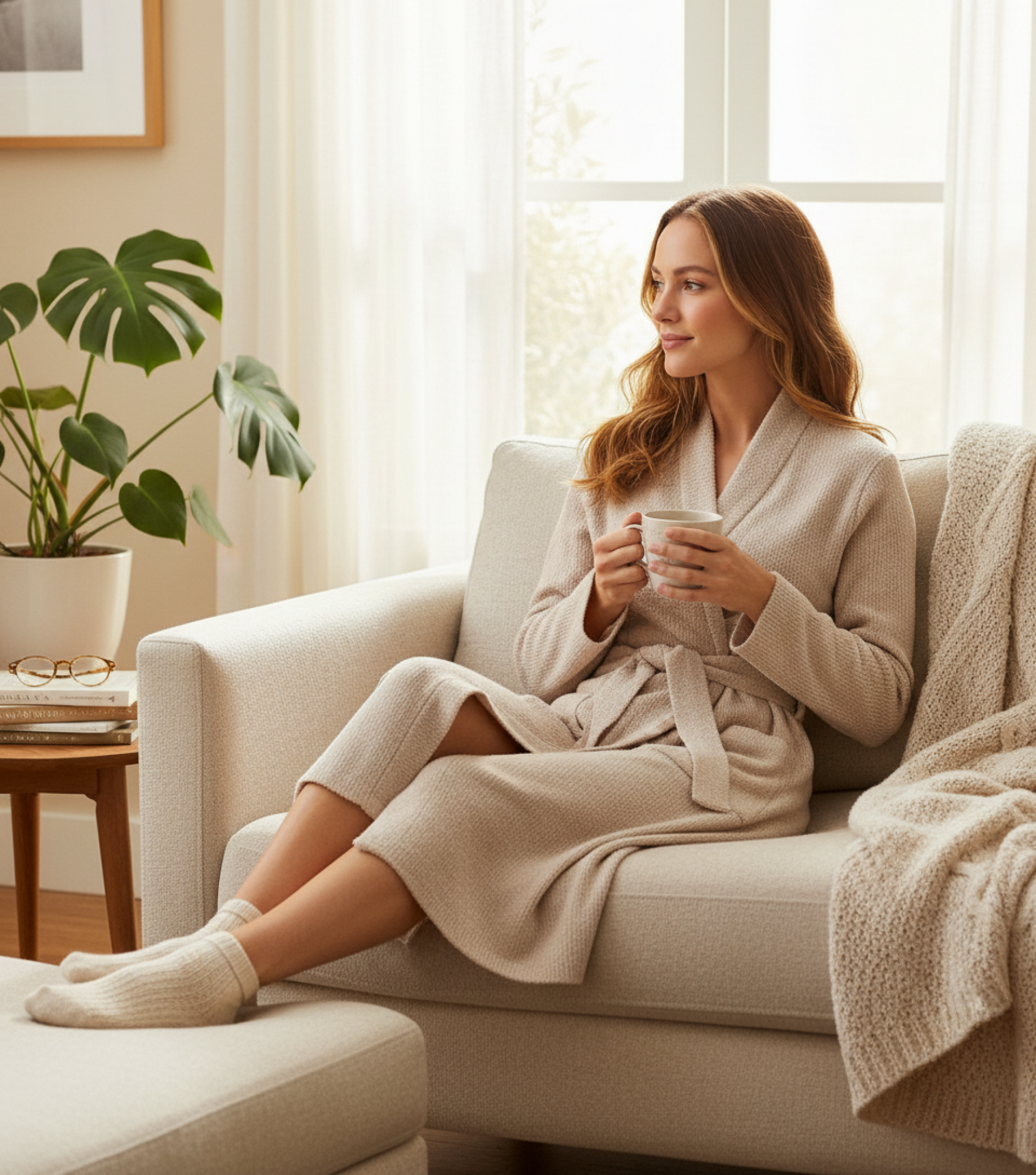 Barefoot Dreams Cozychic Lite Ribbed Robe - Women's Soft Loungewear Bathrobe with Shawl Collar; Tie Belt. Nylon-Rayon Blend