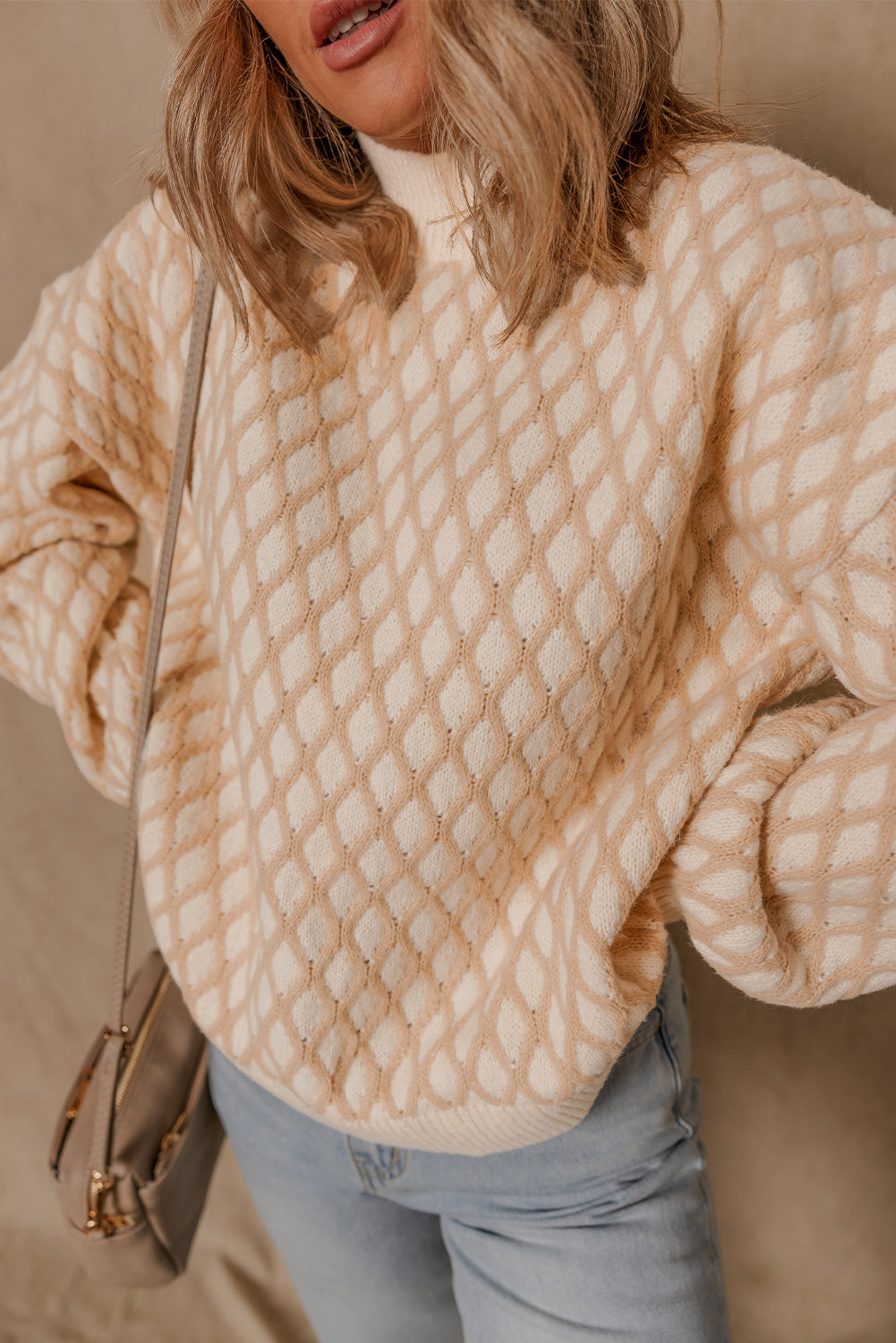 Ximena Rhombus Textured Knit Sweater by Threaded Pear - Image 4