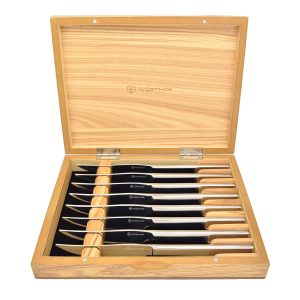 Wusthof 8-Piece Stainless Steak Knife Set in Olivewood Chest