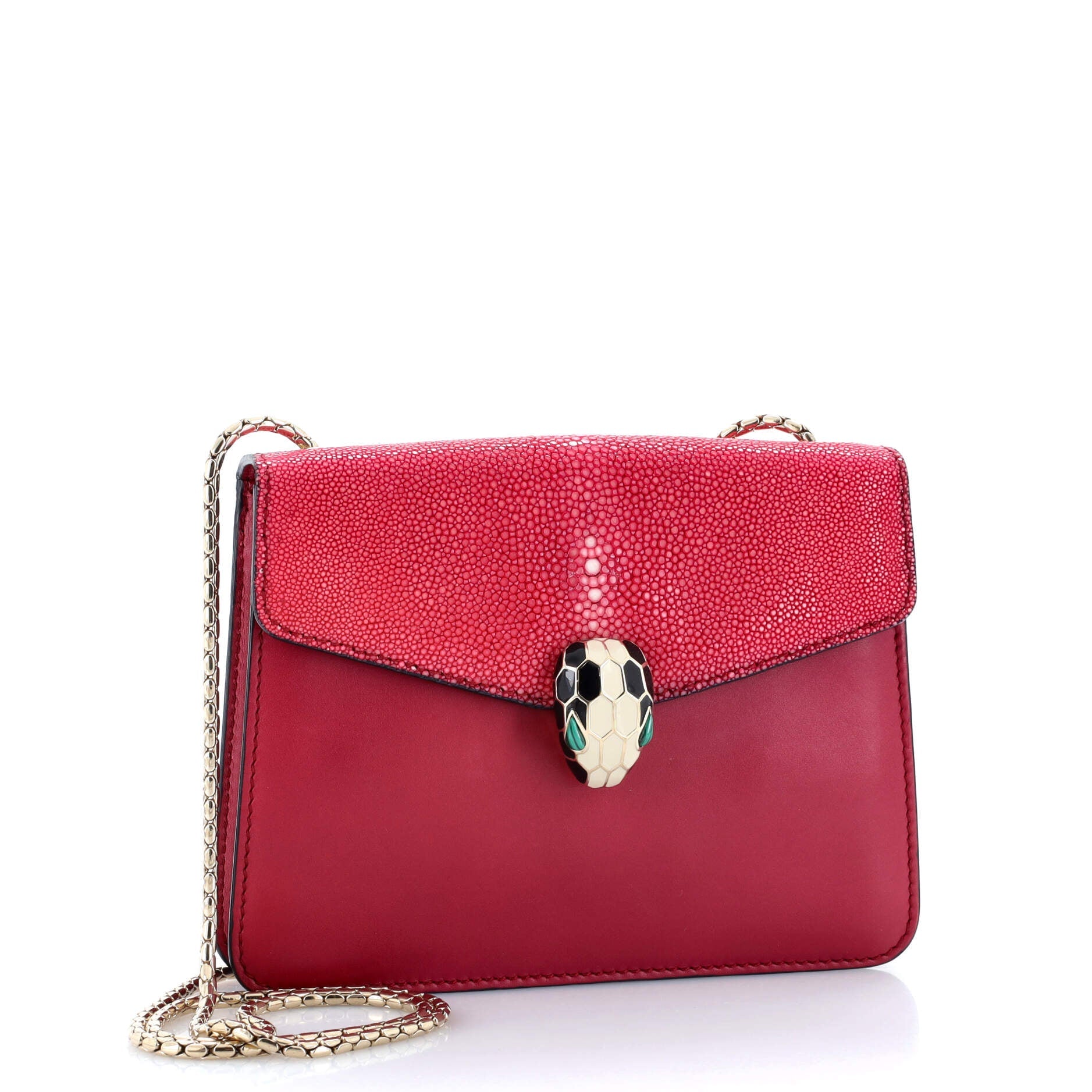 Pre-Loved Bvlgari Serpenti Forever Square Shoulder Bag Leather and Stingray Small - Image 2