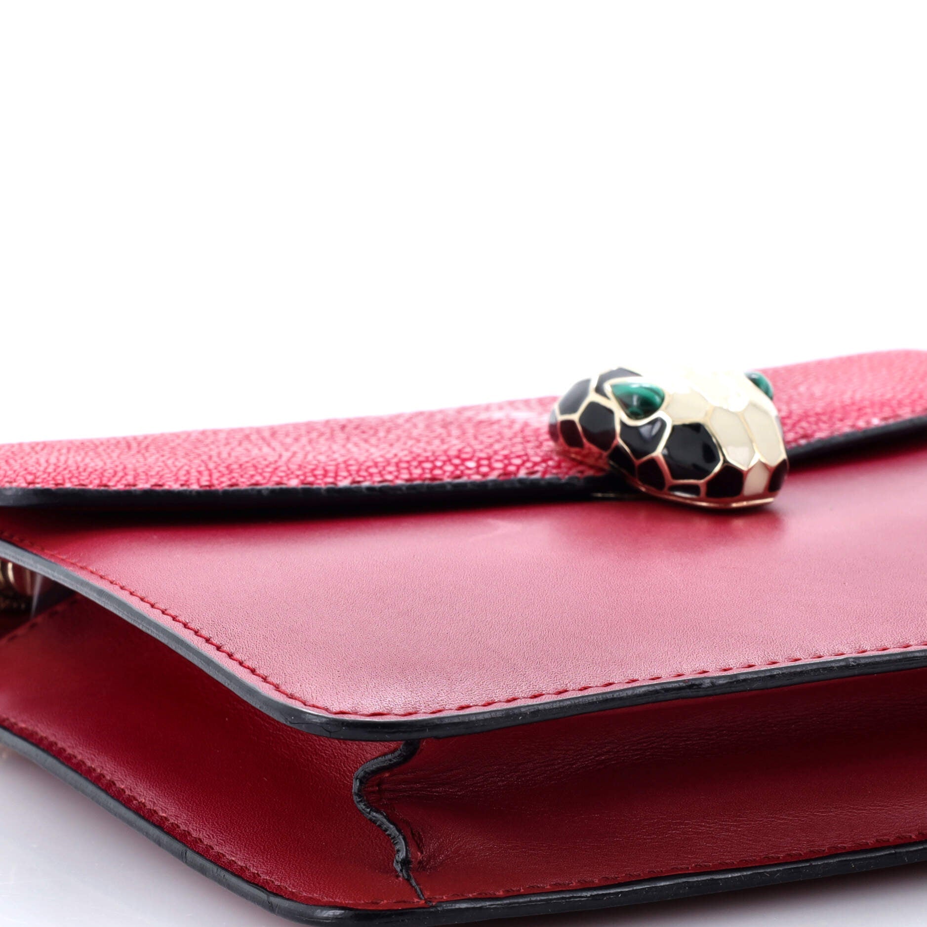 Pre-Loved Bvlgari Serpenti Forever Square Shoulder Bag Leather and Stingray Small - Image 7