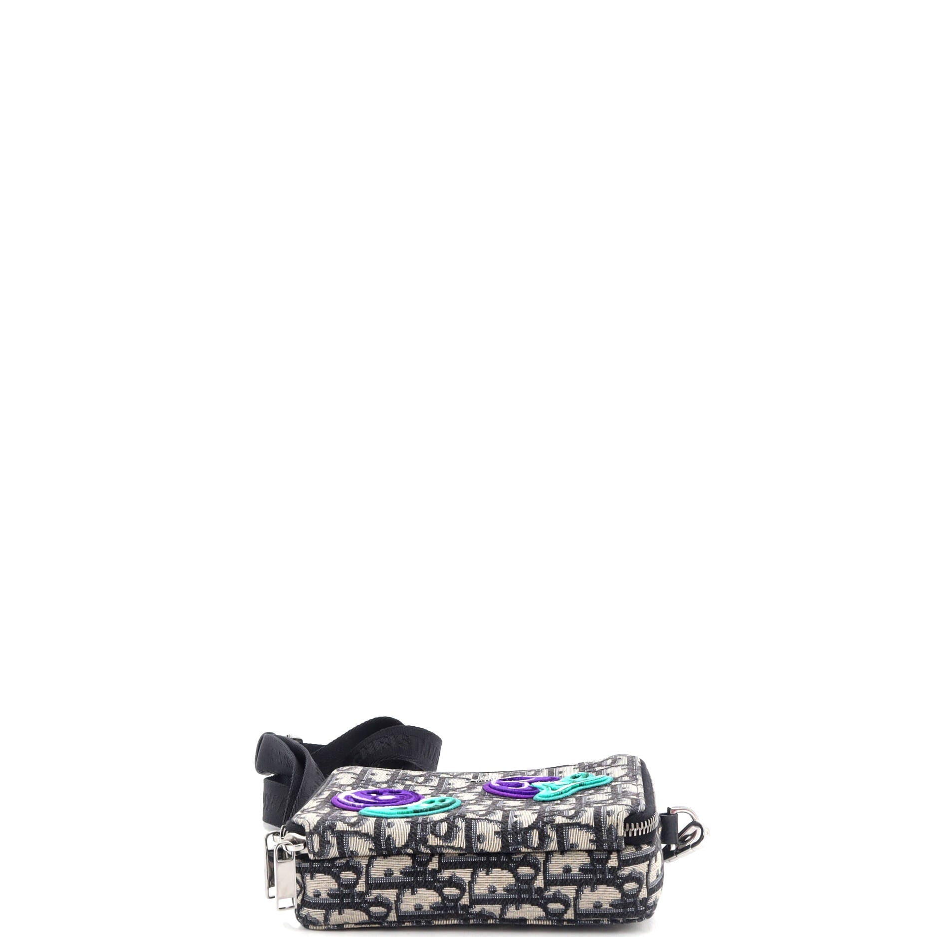 Pre-Loved Christian Dior Kenny Scharf Double Zip Crossbody Pouch Oblique Canvas with Applique - Image 4