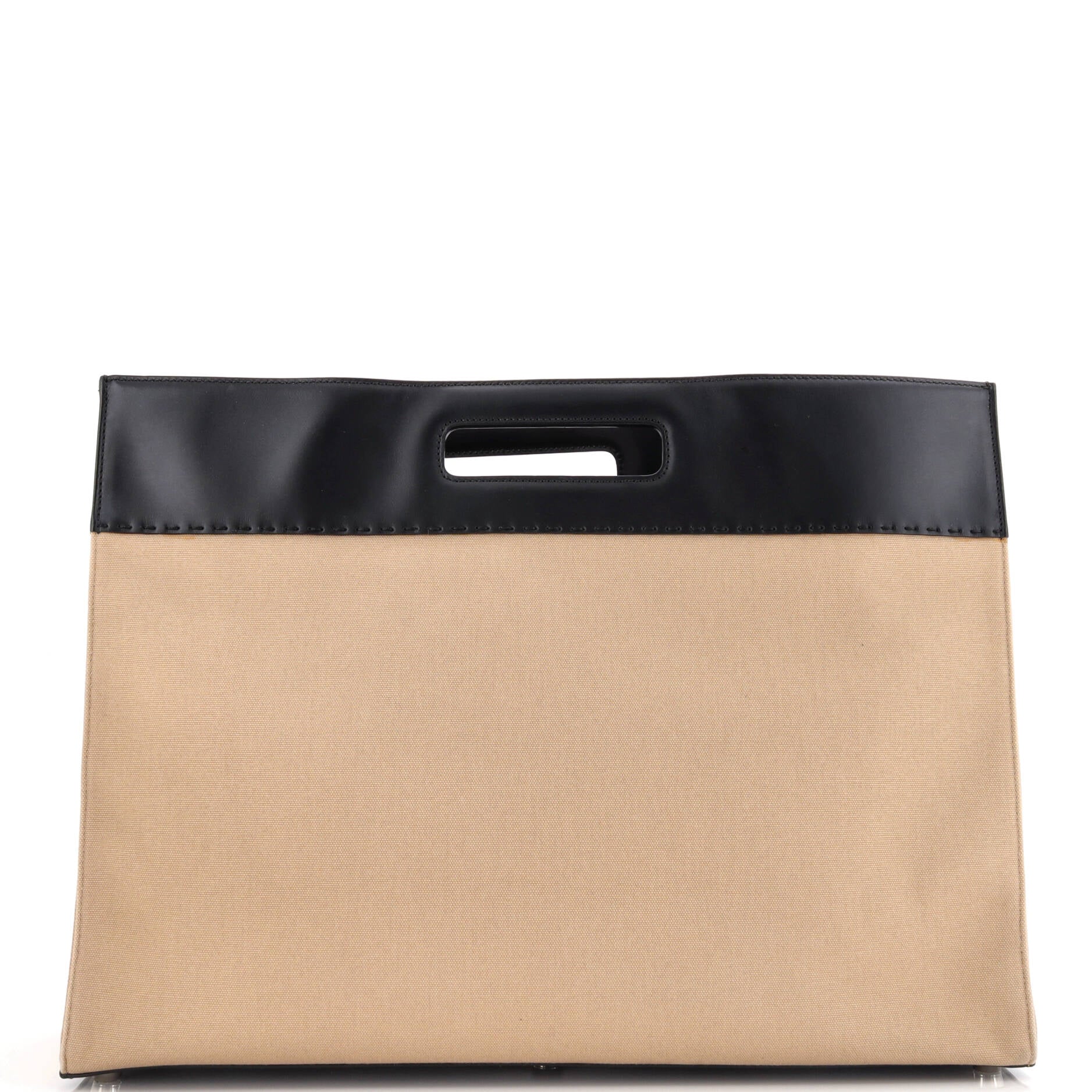 Pre-Loved Fendi Cut Out Handle Shopper Tote Canvas Large - Image 3