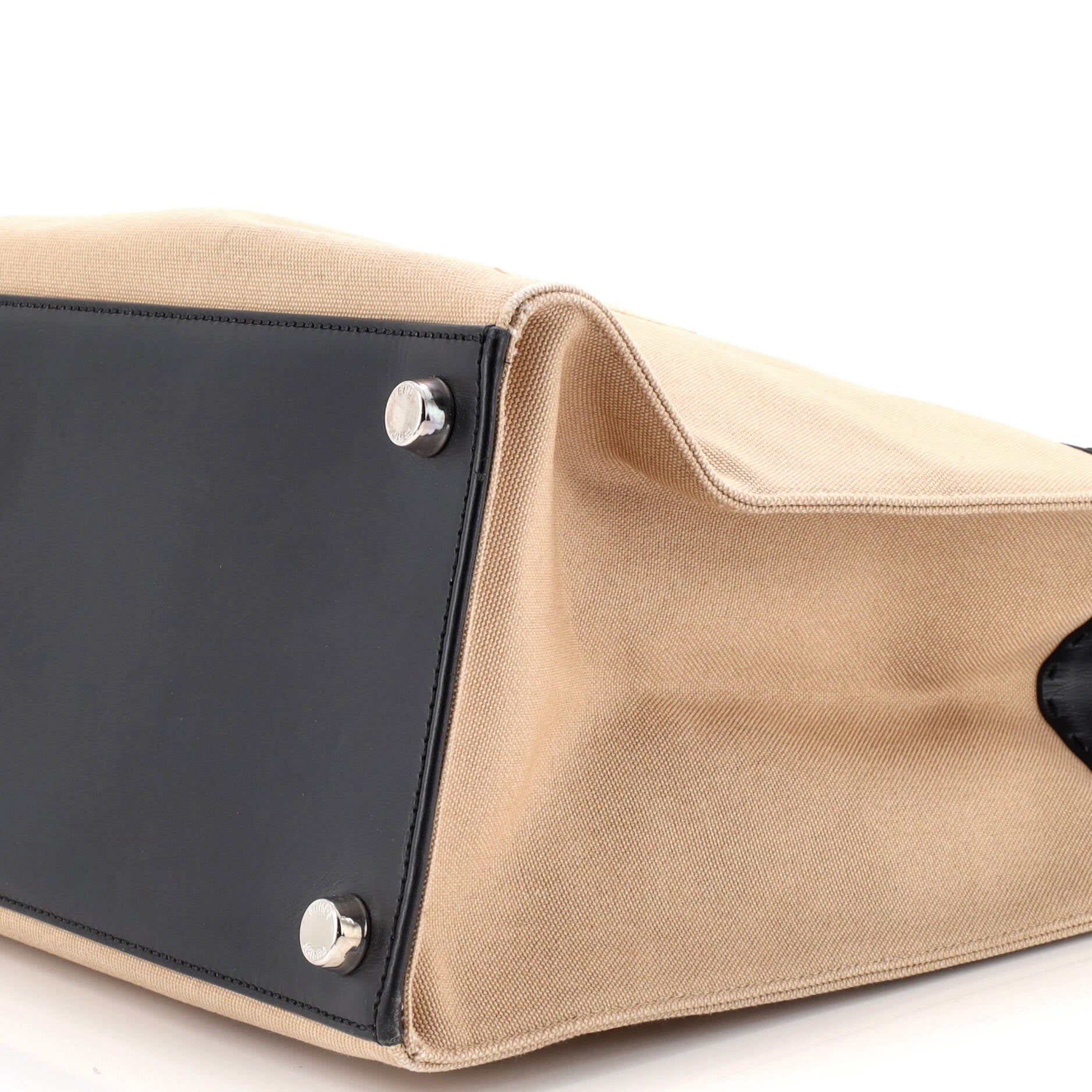 Pre-Loved Fendi Cut Out Handle Shopper Tote Canvas Large - Image 6