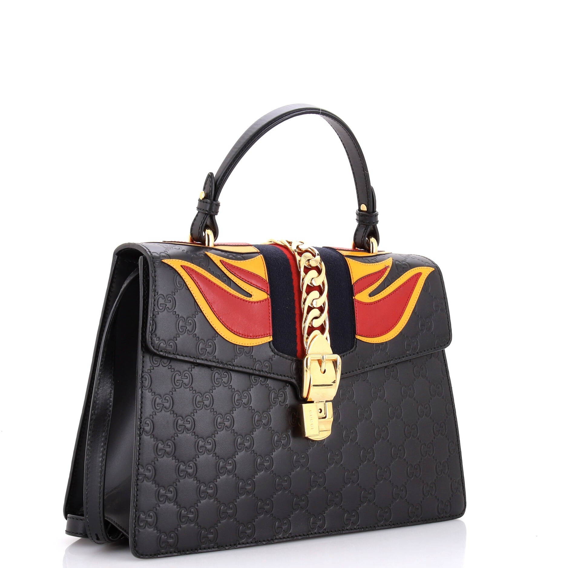 Pre-Loved Gucci Sylvie Top Handle Bag Guccissima Leather with Applique Medium - Image 2