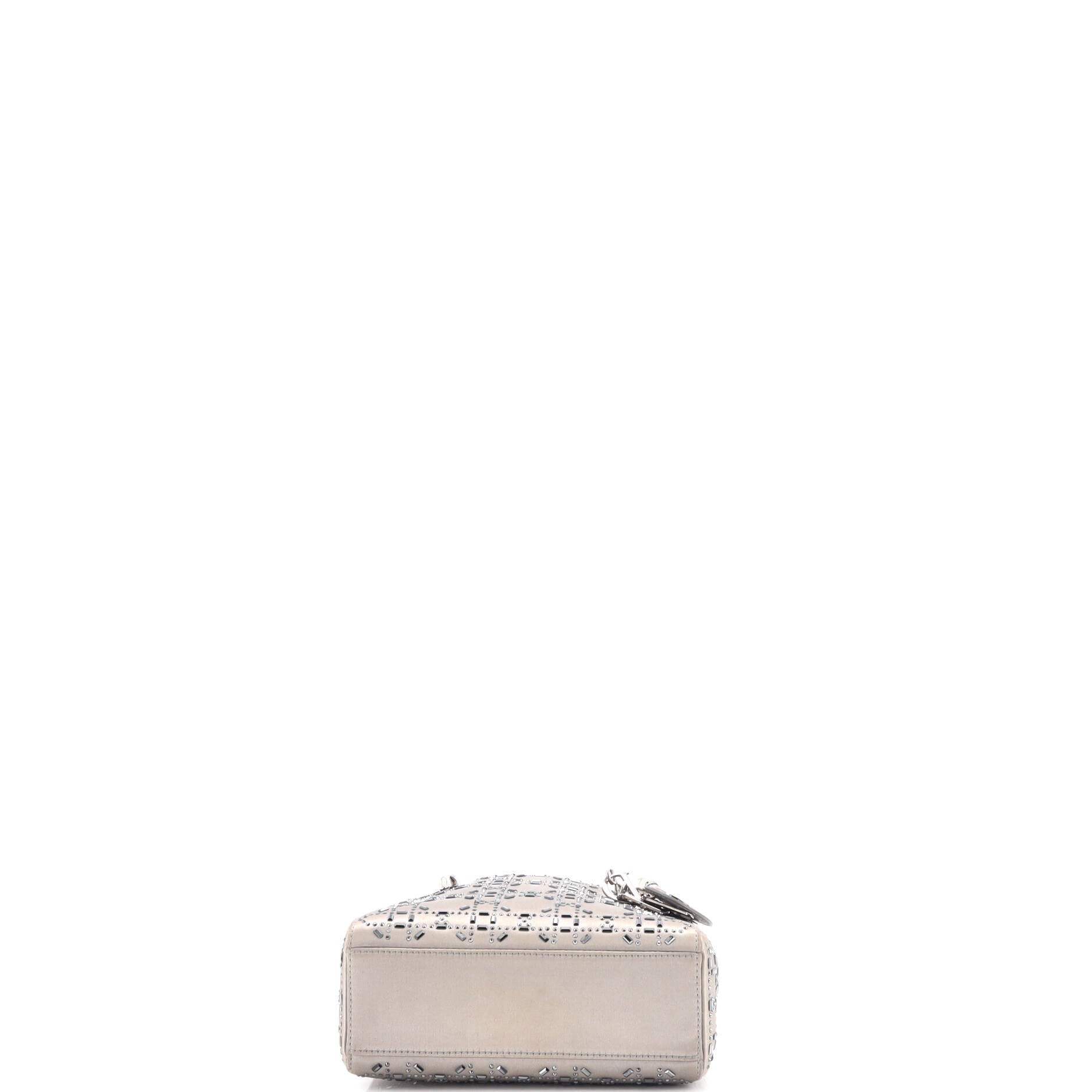 Pre-Loved Christian Dior Lady Dior Bag Crystal Embellished Cannage Quilt Satin Mini - Image 4