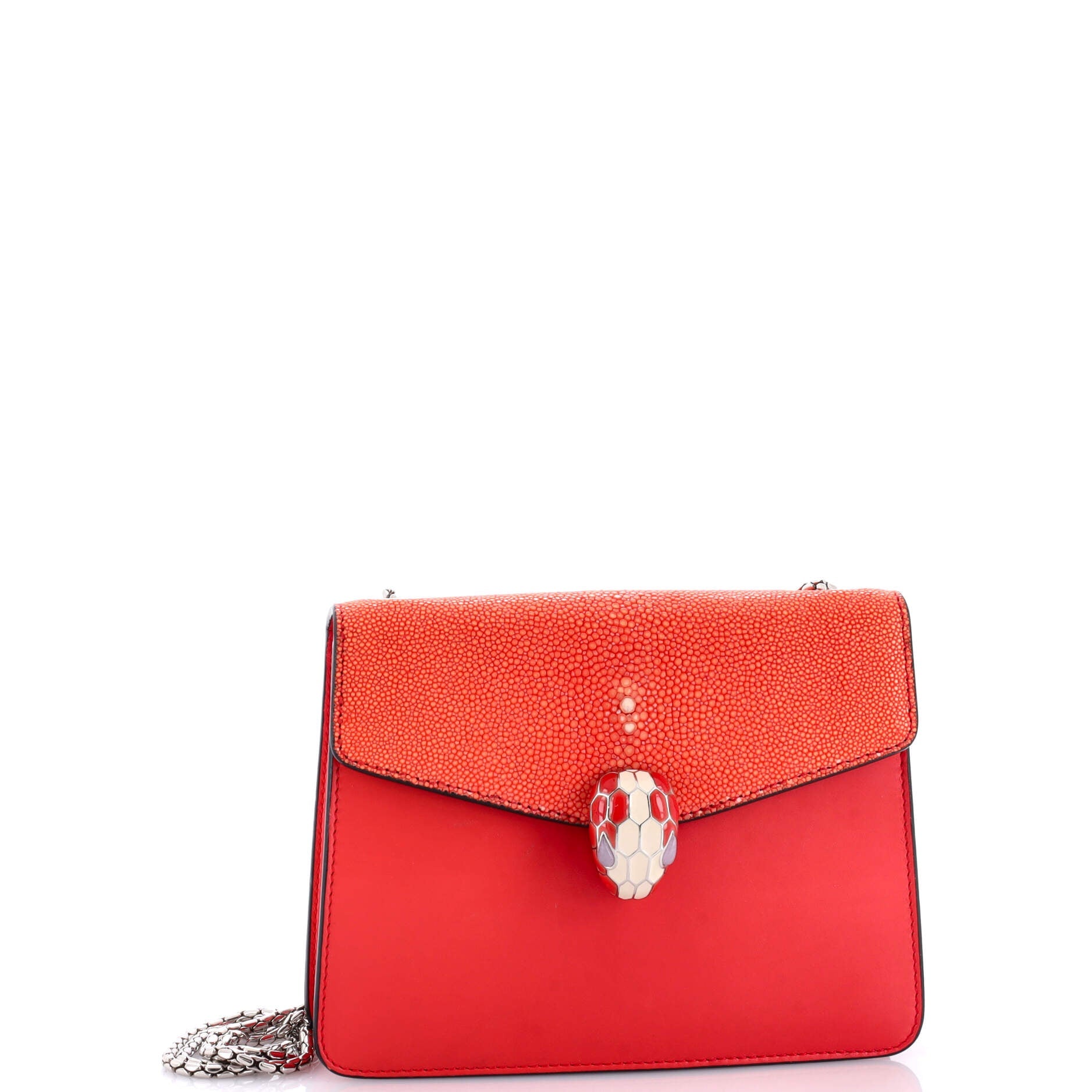 Pre-Loved Bvlgari Serpenti Forever Square Shoulder Bag Leather and Stingray Small - Image 2