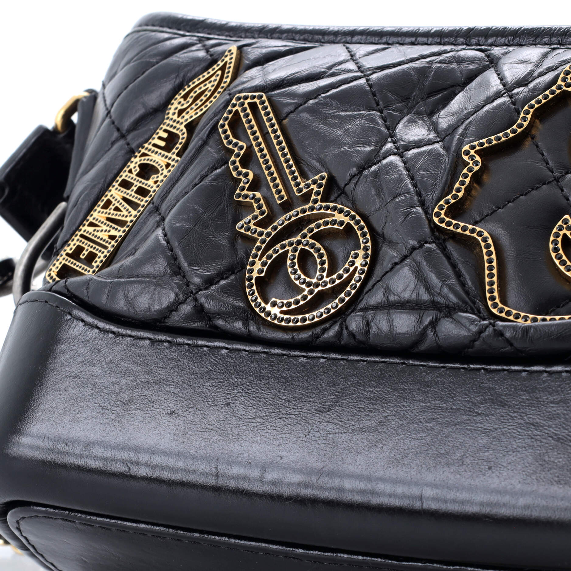 Pre-Loved Chanel Gabrielle Hobo Embellished Quilted Aged Calfskin Small - Image 7