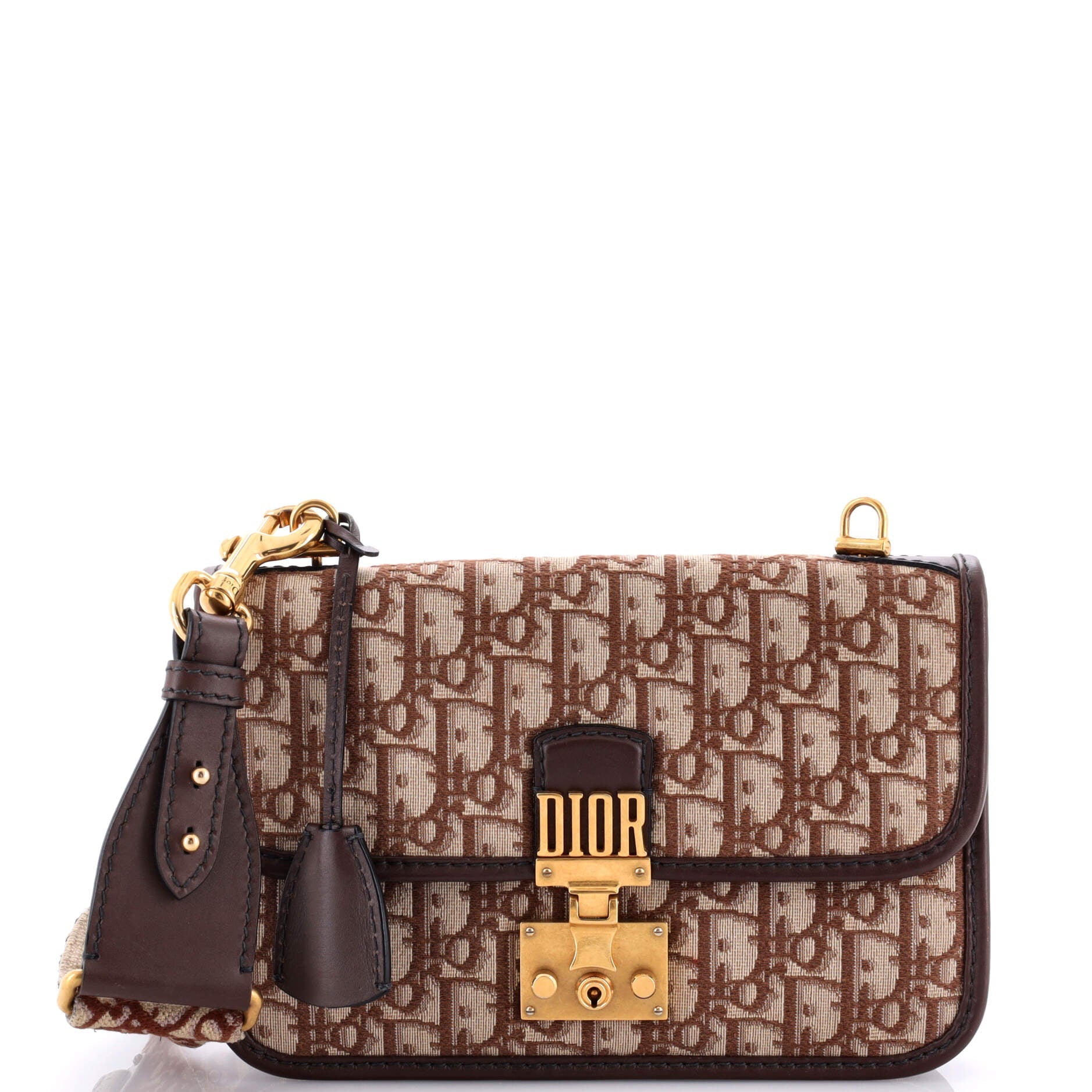 Pre-Loved Christian Dior Dioraddict Flap Bag with Strap Oblique Canvas Medium