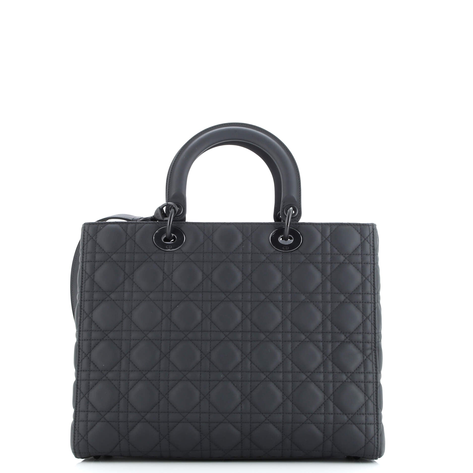 Pre-Loved Christian Dior Ultra Matte Lady Dior Bag Cannage Quilt Calfskin Large - Image 6