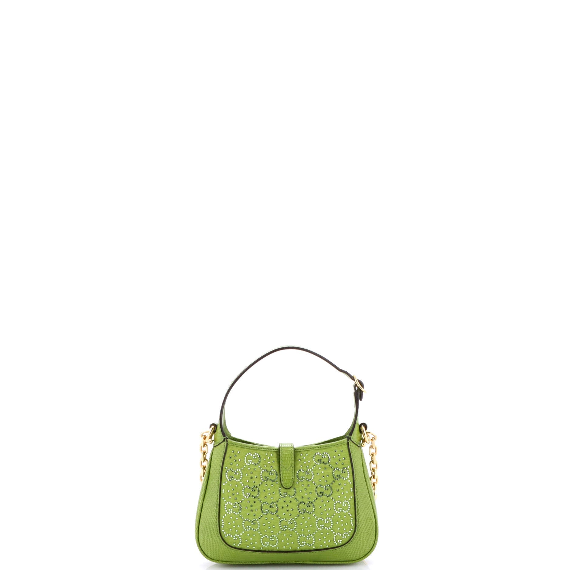 Pre-Loved Gucci Jackie 1961 Chain Hobo GG Embellished Canvas with Lizard Mini - Image 3