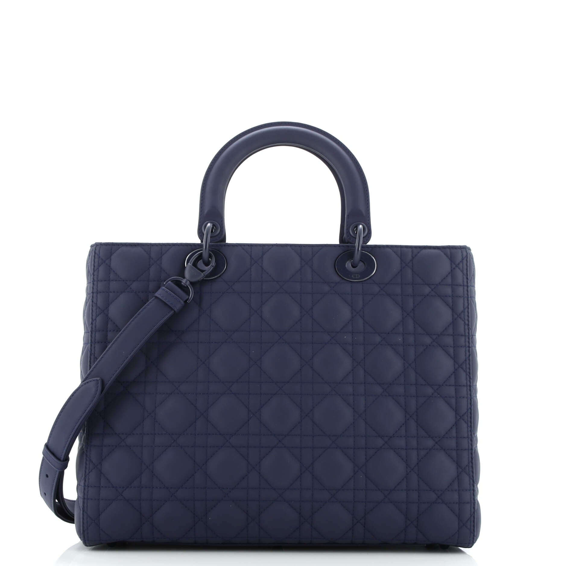 Pre-Loved Christian Dior Ultra Matte Lady Dior Bag Cannage Quilt Calfskin Large - Image 3