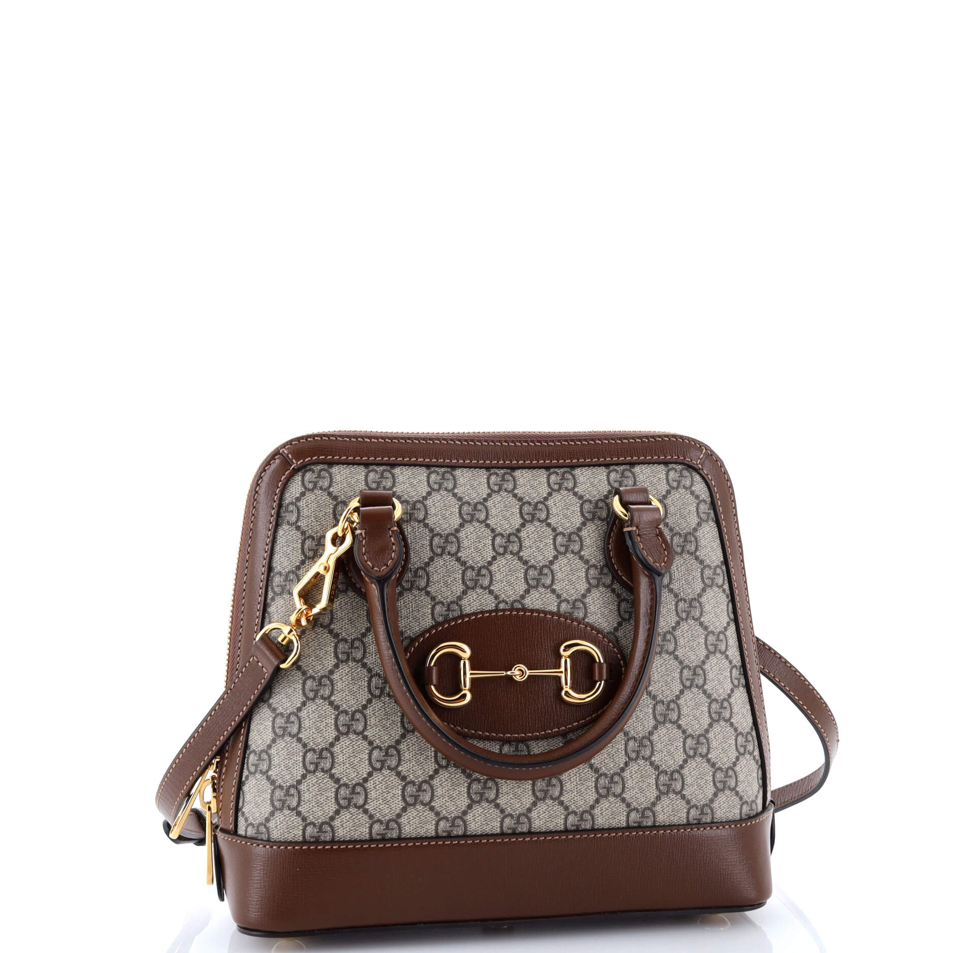 Pre-Loved Gucci Horsebit 1955 Top Handle Bag GG Coated Canvas with Leather Small - Image 2