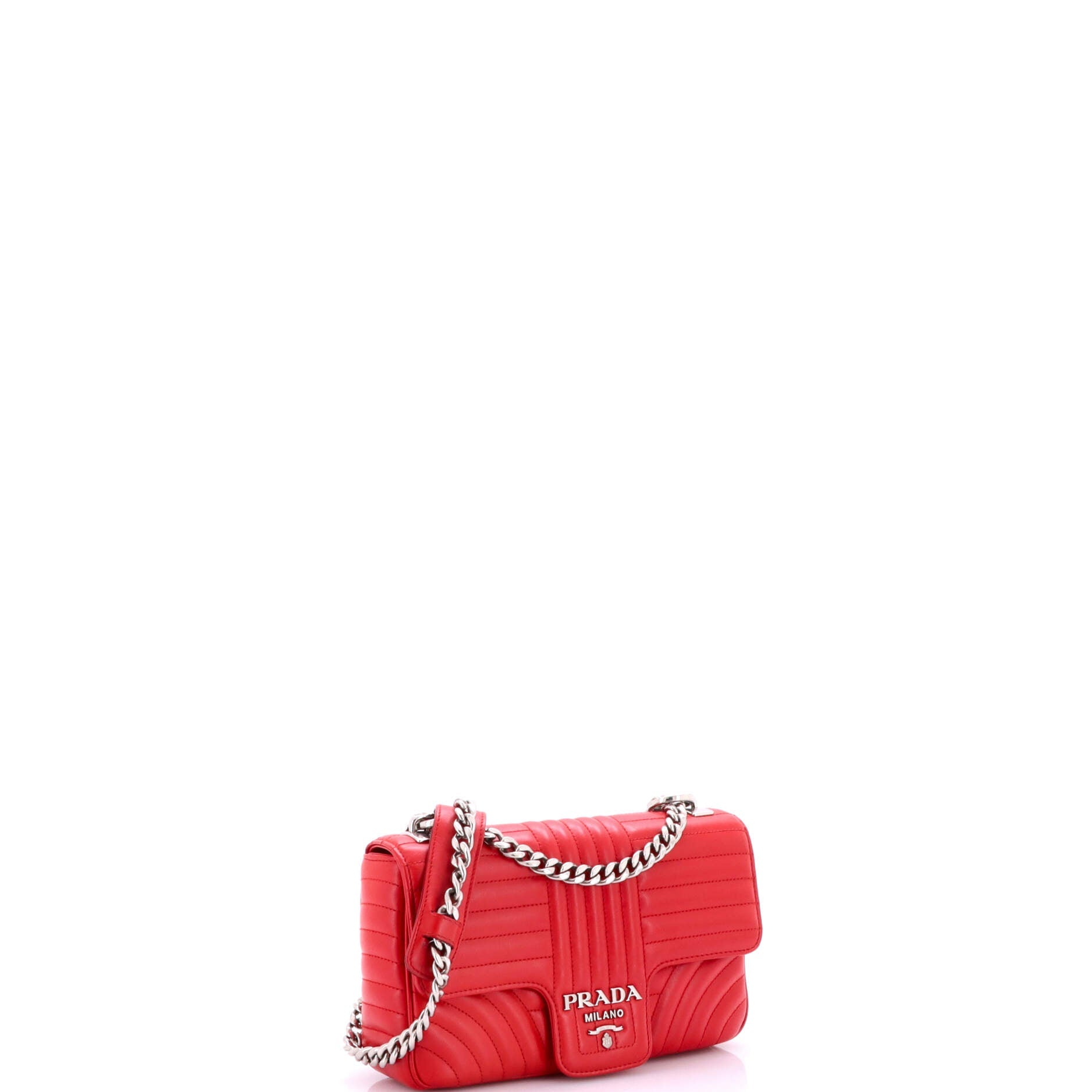 Pre-Loved Prada Chain Flap Shoulder Bag Diagramme Quilted Leather Medium - Image 2