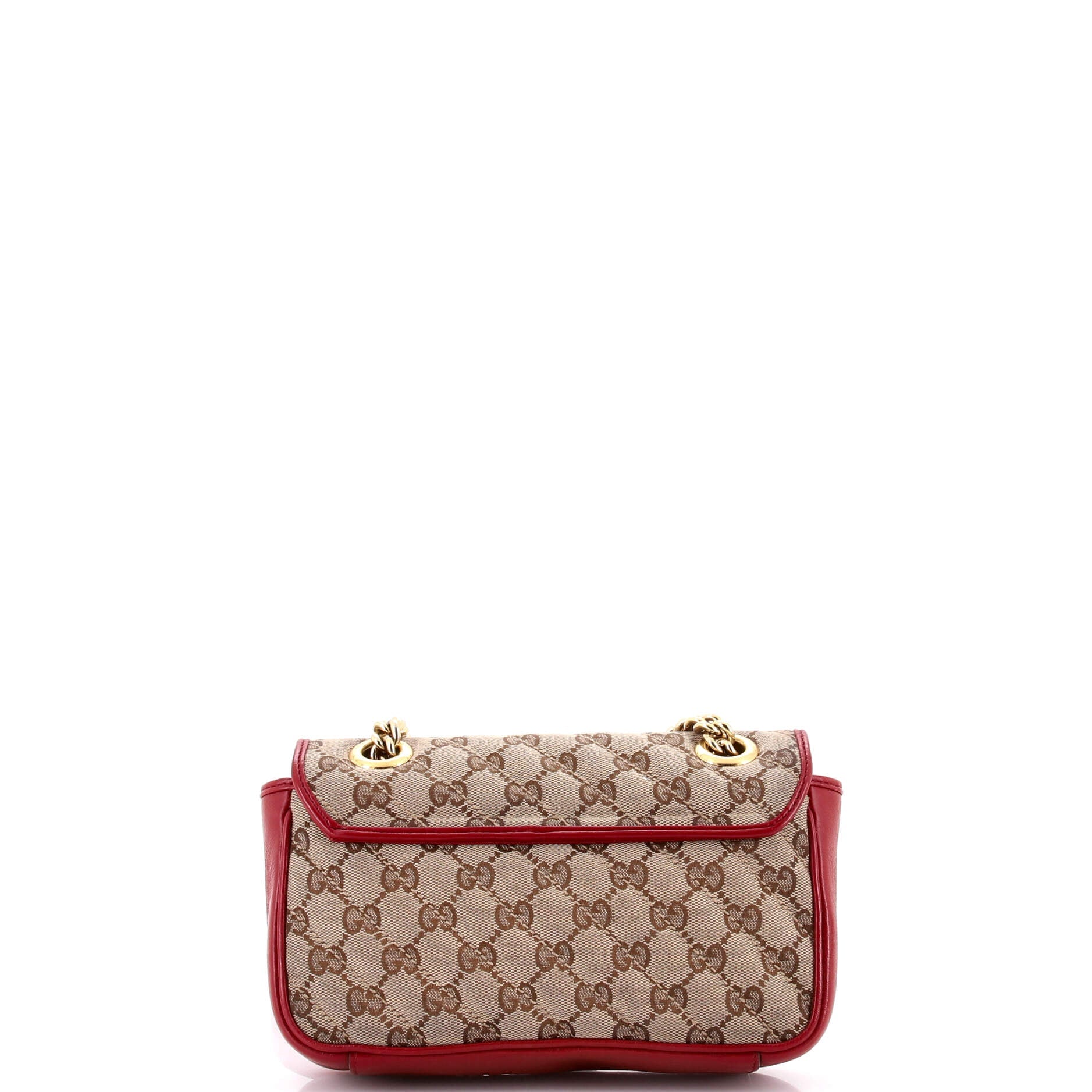 Pre-Loved Gucci GG Marmont Flap Bag Diagonal Quilted GG Canvas with Leather Mini - Image 5