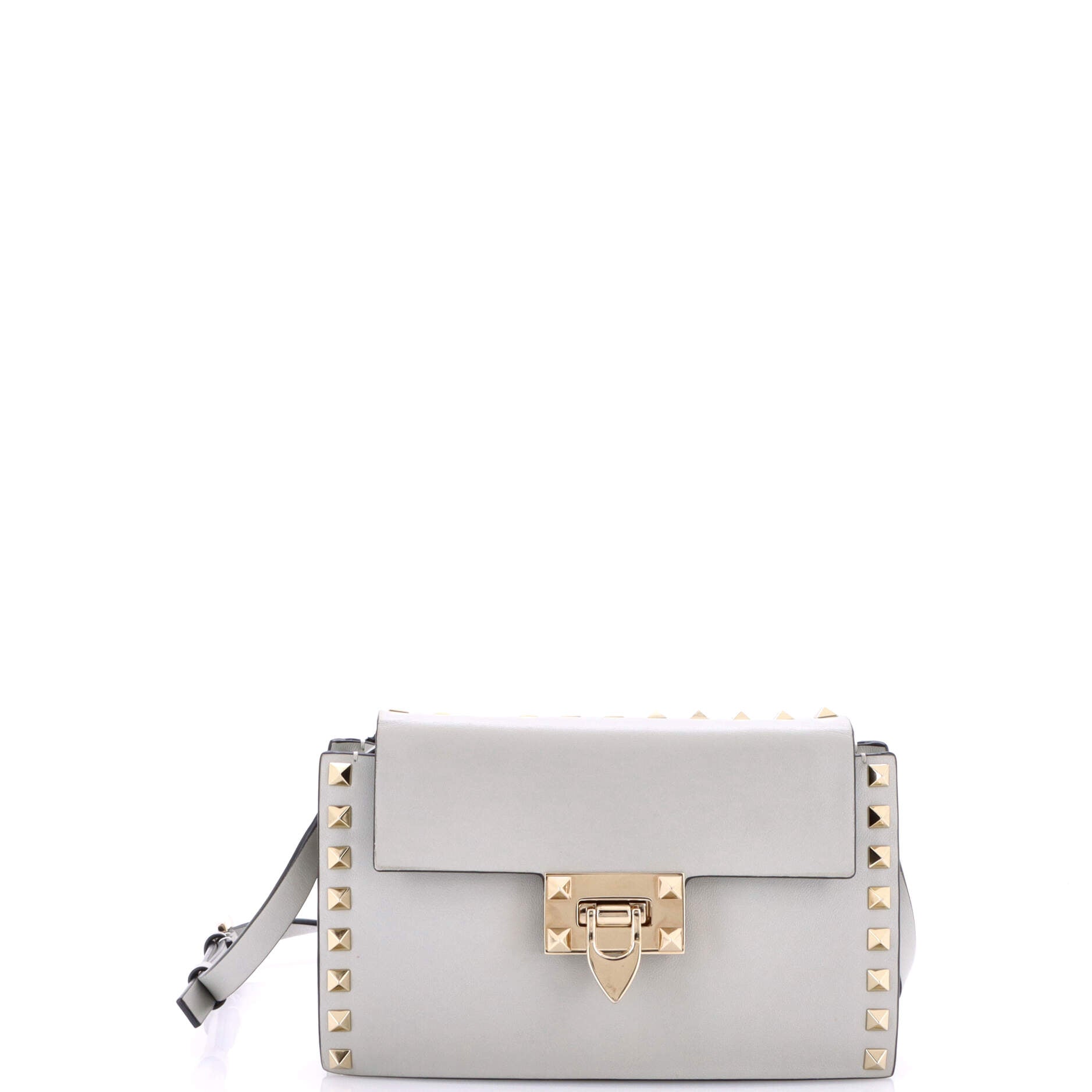 Pre-Loved Valentino Rockstud Flip Lock Flap Bag Leather Small