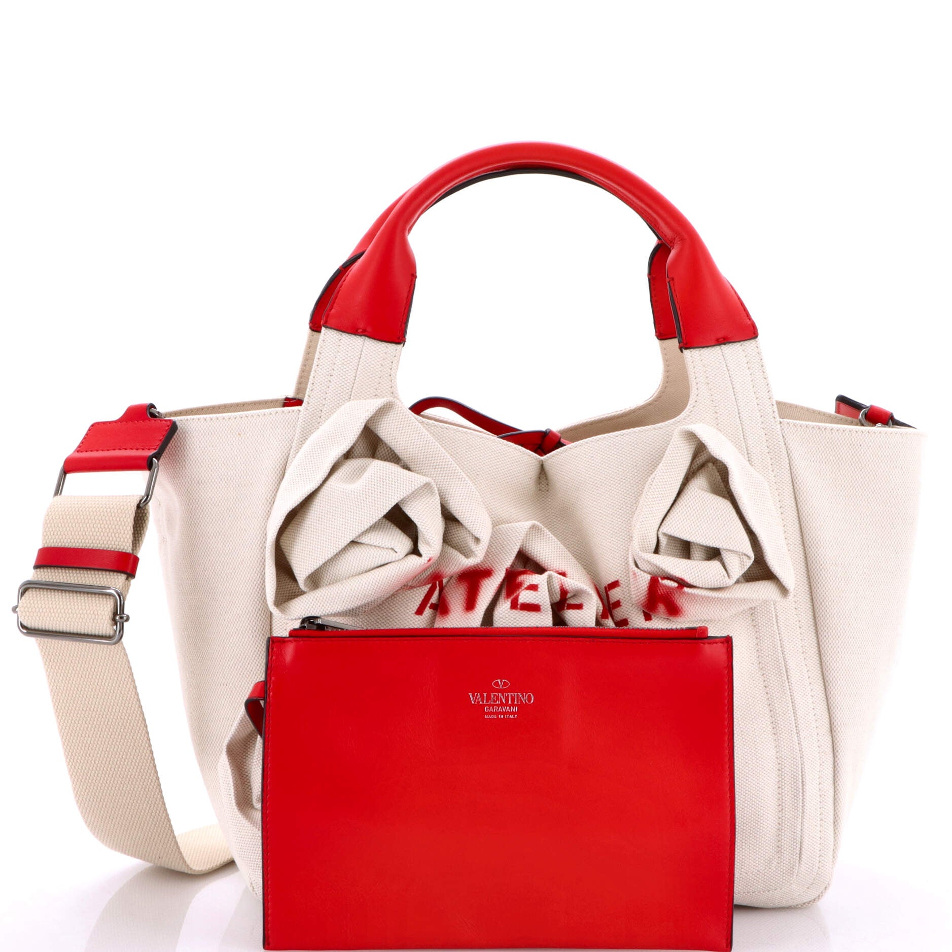 Pre-Loved Valentino Rose Blossom Atelier Bag Canvas Medium - Image 2