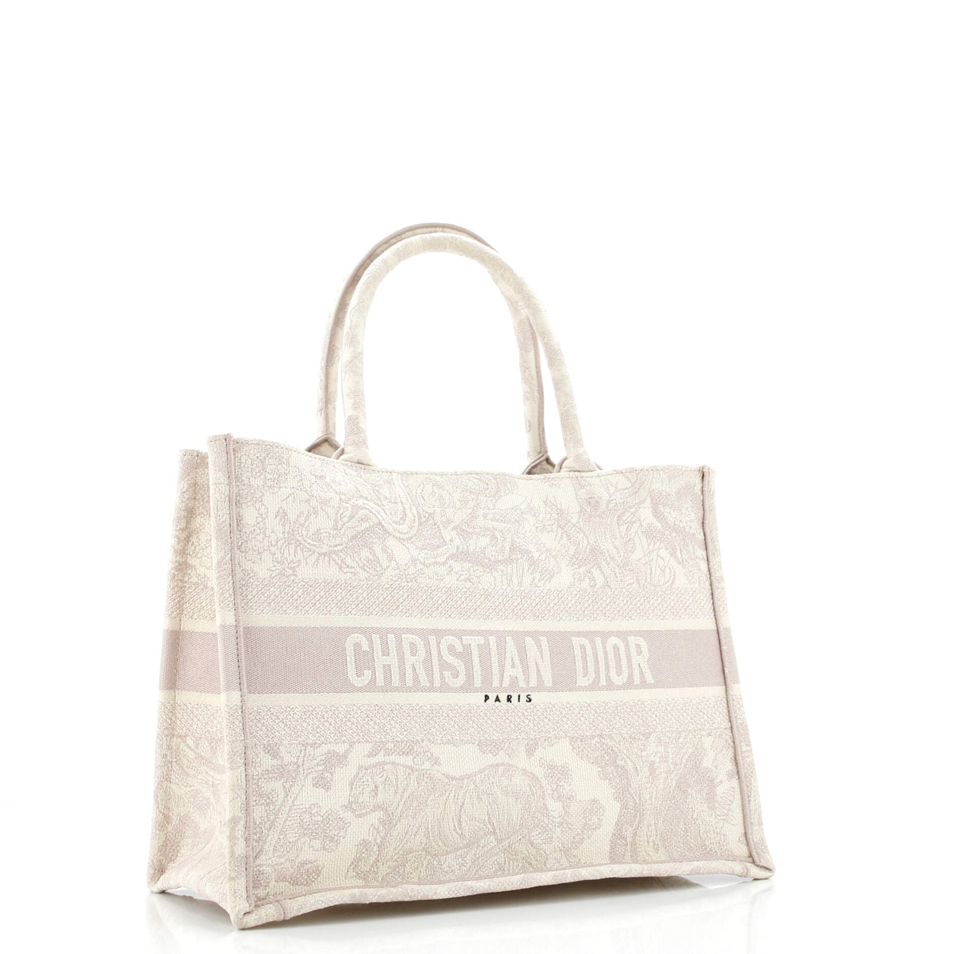 Pre-Loved Christian Dior Book Tote Embroidered Canvas Medium - Image 2
