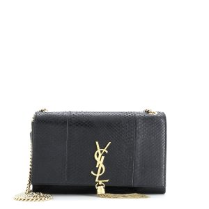 Pre-Loved Saint Laurent Classic Monogram Tassel Crossbody Bag Python Embossed Leather Medium