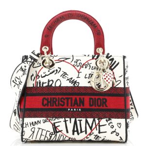 Pre-Loved Christian Dior Lady D-Lite Bag Embroidered Canvas Medium