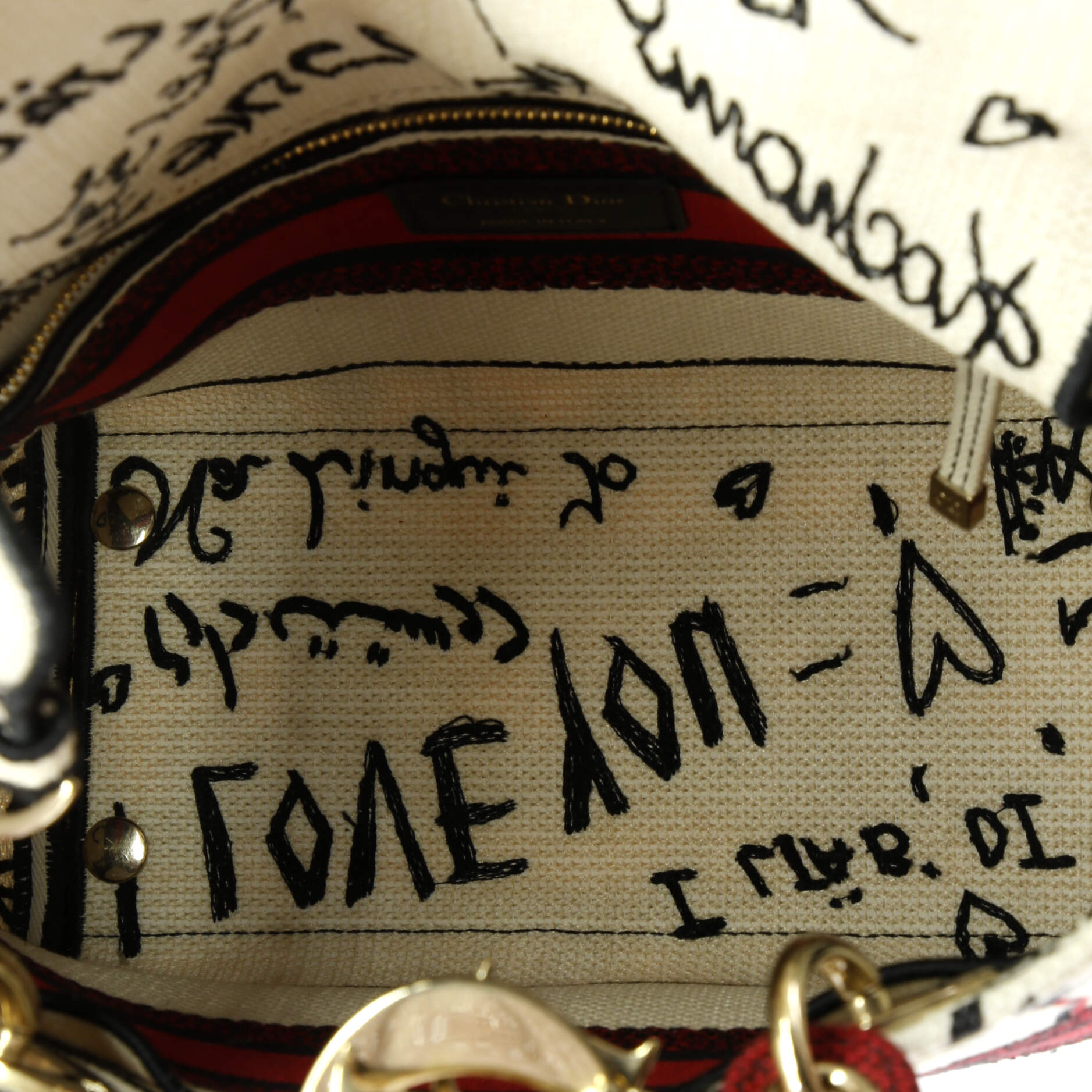 Pre-Loved Christian Dior Lady D-Lite Bag Embroidered Canvas Medium - Image 5