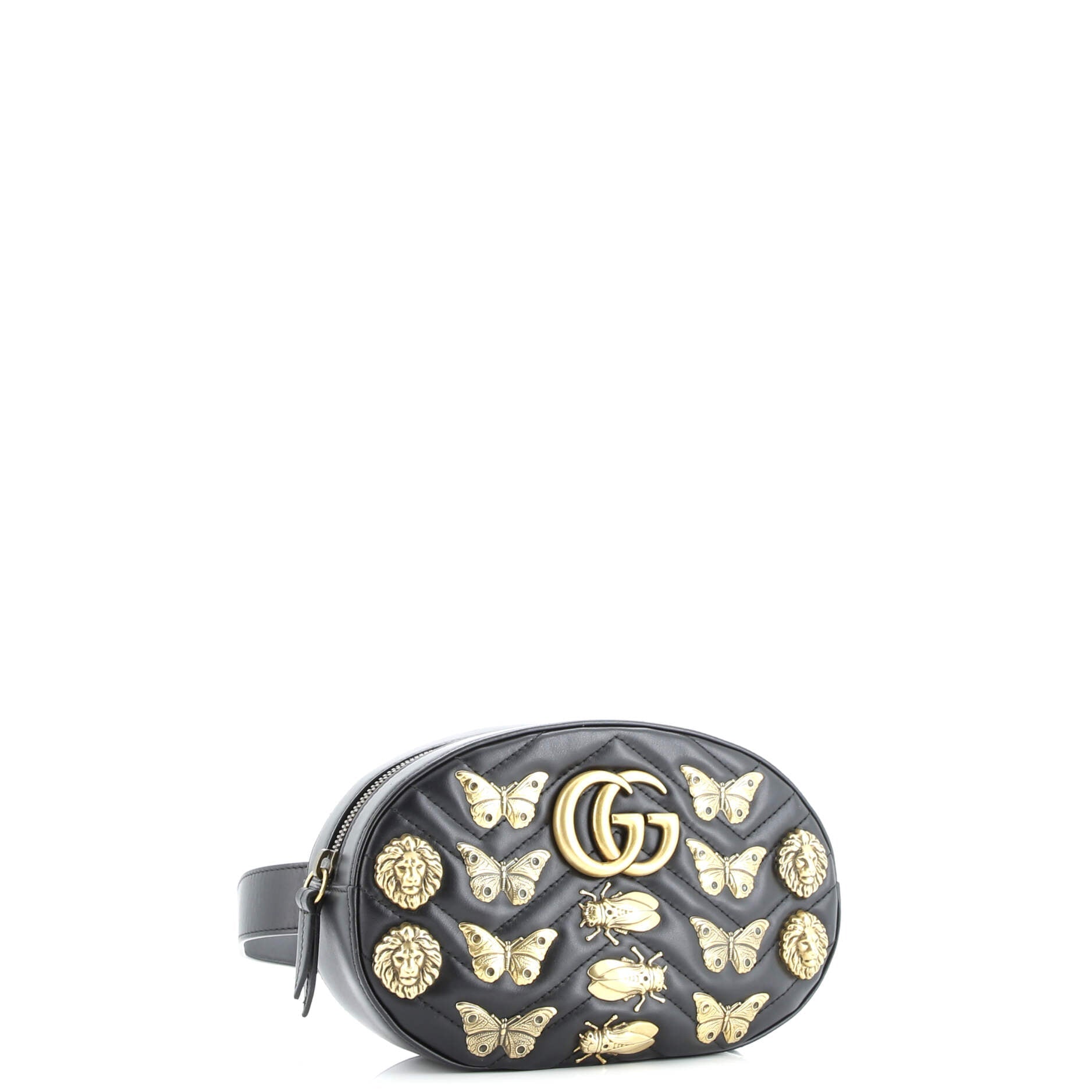 Pre-Loved Gucci GG Marmont Belt Bag Embellished Matelasse Leather - Image 2