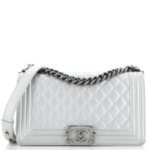 Pre-Loved Chanel Boy Flap Bag Quilted Calfskin Old Medium
