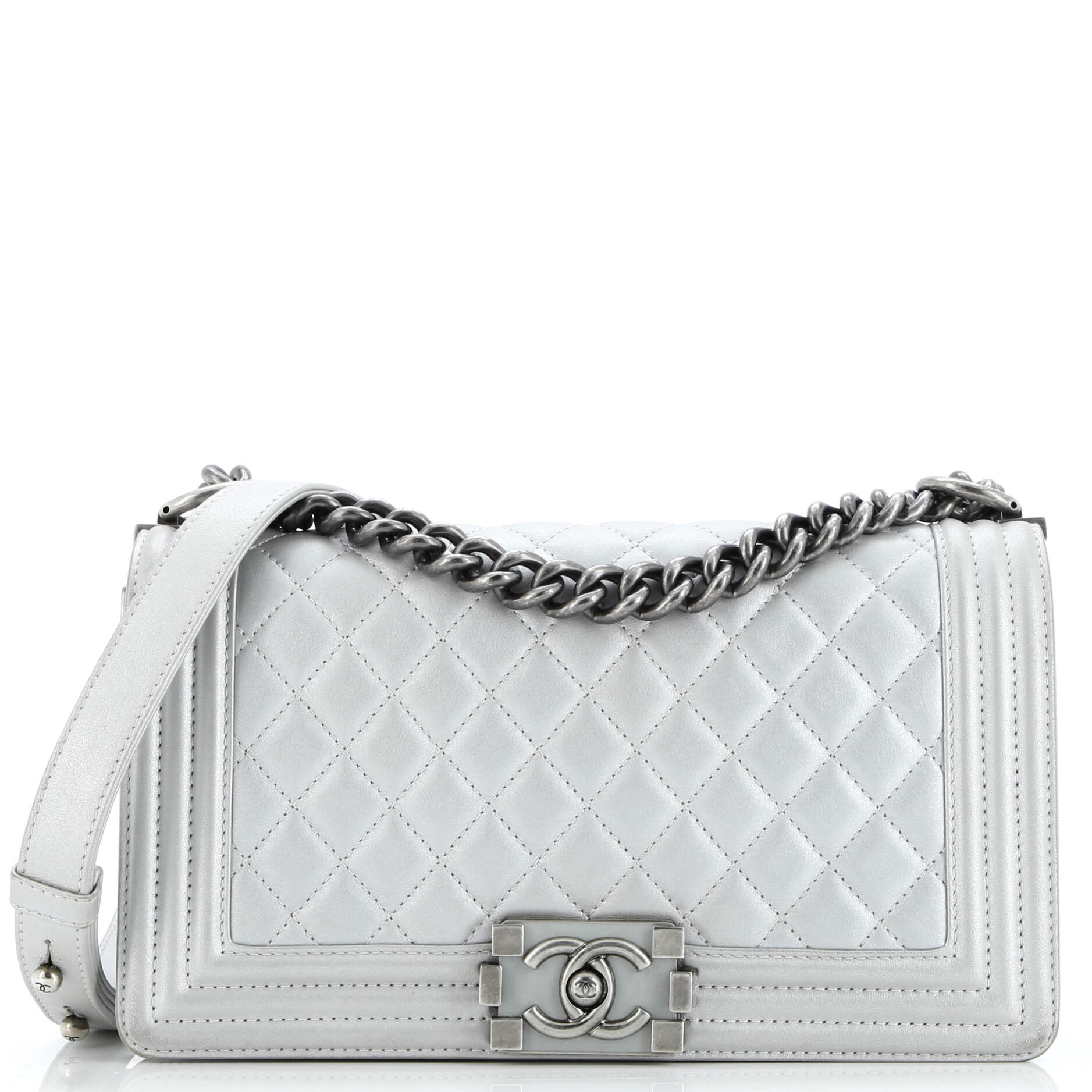 Pre-Loved Chanel Boy Flap Bag Quilted Calfskin Old Medium