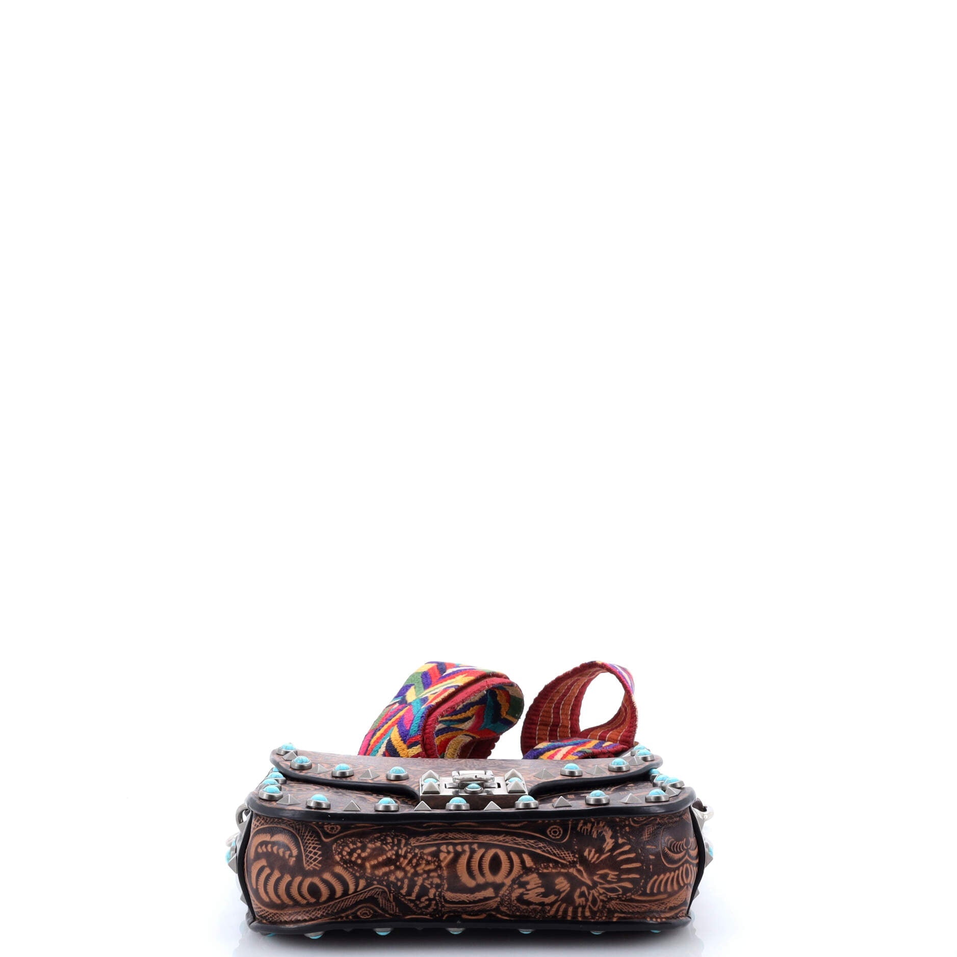 Pre-Loved Valentino Rolling Rockstud Crossbody Bag Santeria Embossed Leather with Cabochons Small - Image 4