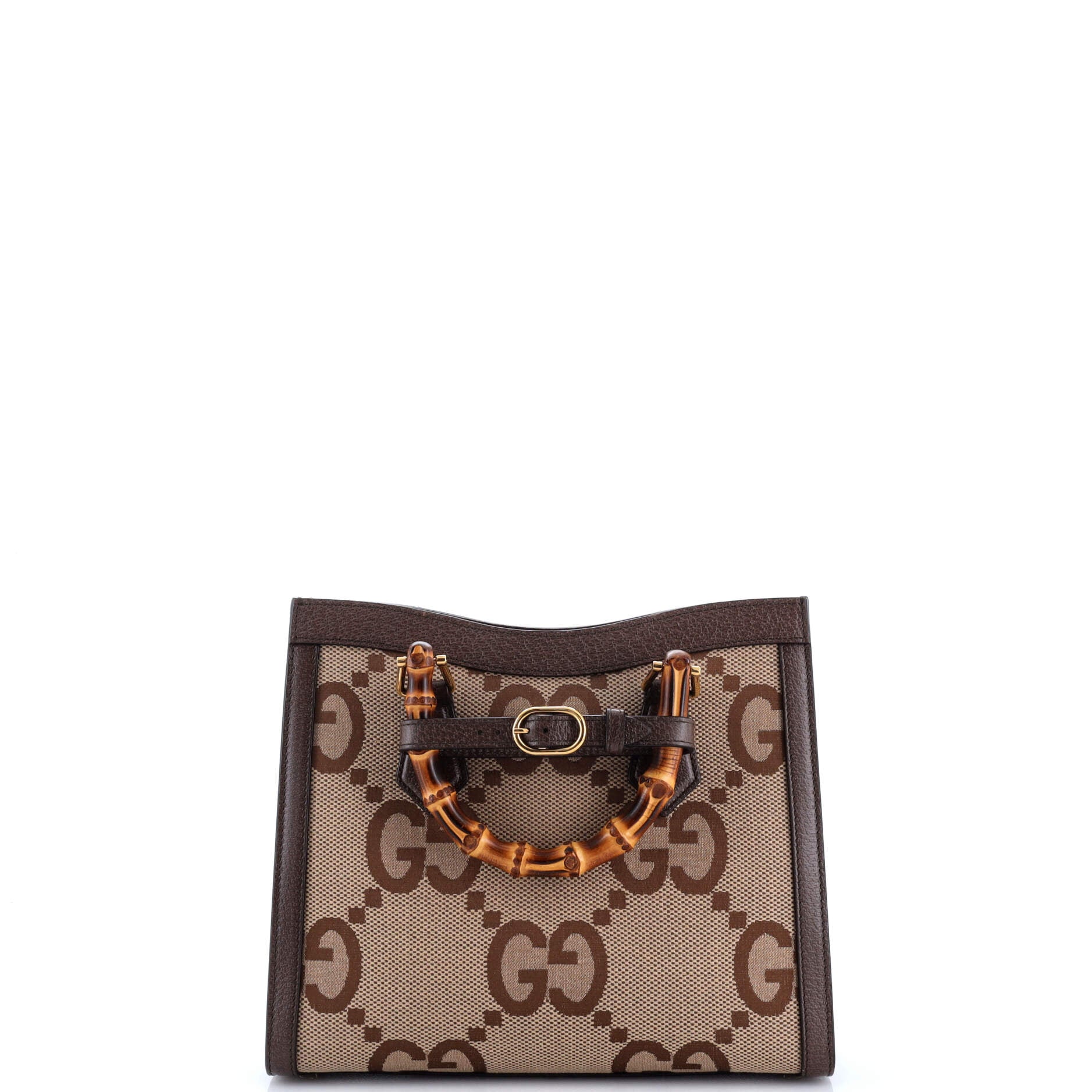 Pre-Loved Gucci Diana NM Bamboo Handle Tote Jumbo GG Canvas Small - Image 3
