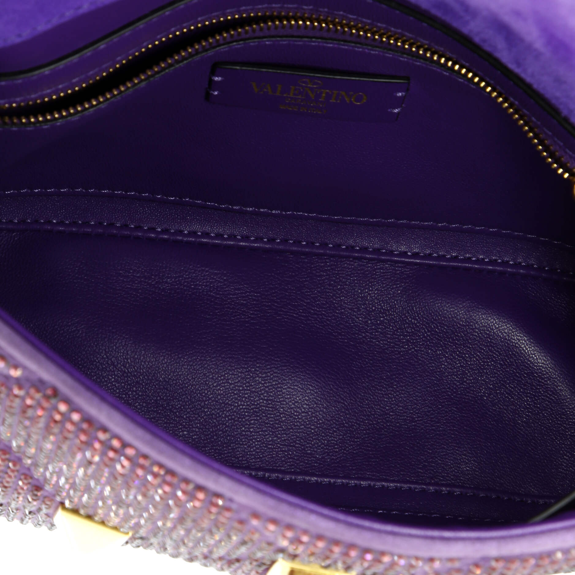 Pre-Loved Valentino Roman Stud Flap Bag Embellished Suede Medium - Image 5