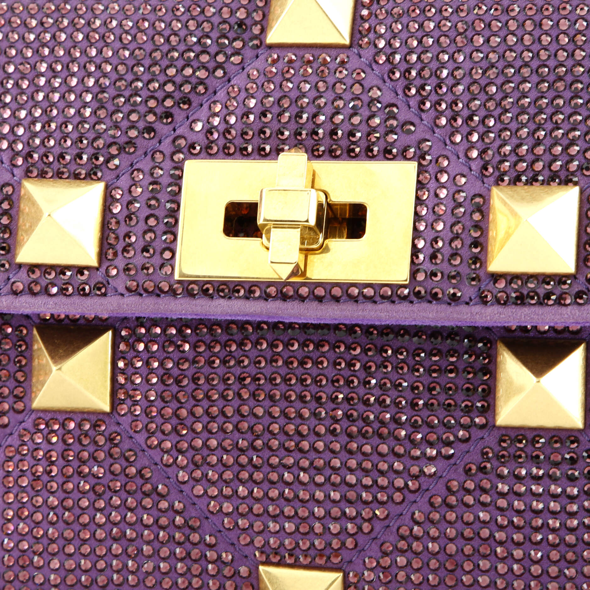Pre-Loved Valentino Roman Stud Flap Bag Embellished Suede Medium - Image 6