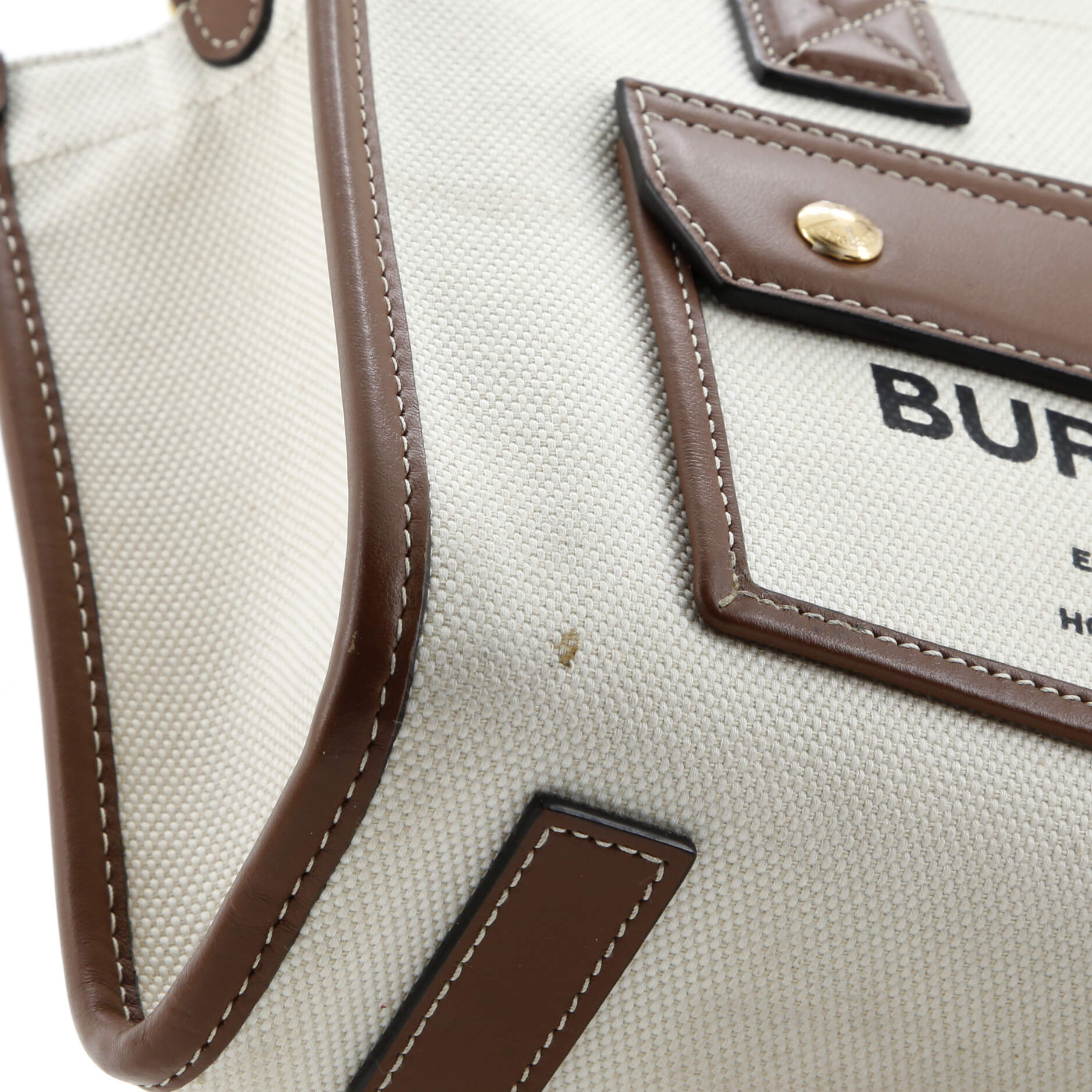 Pre-Loved Burberry Freya Shopping Tote Canvas with Leather Mini - Image 6