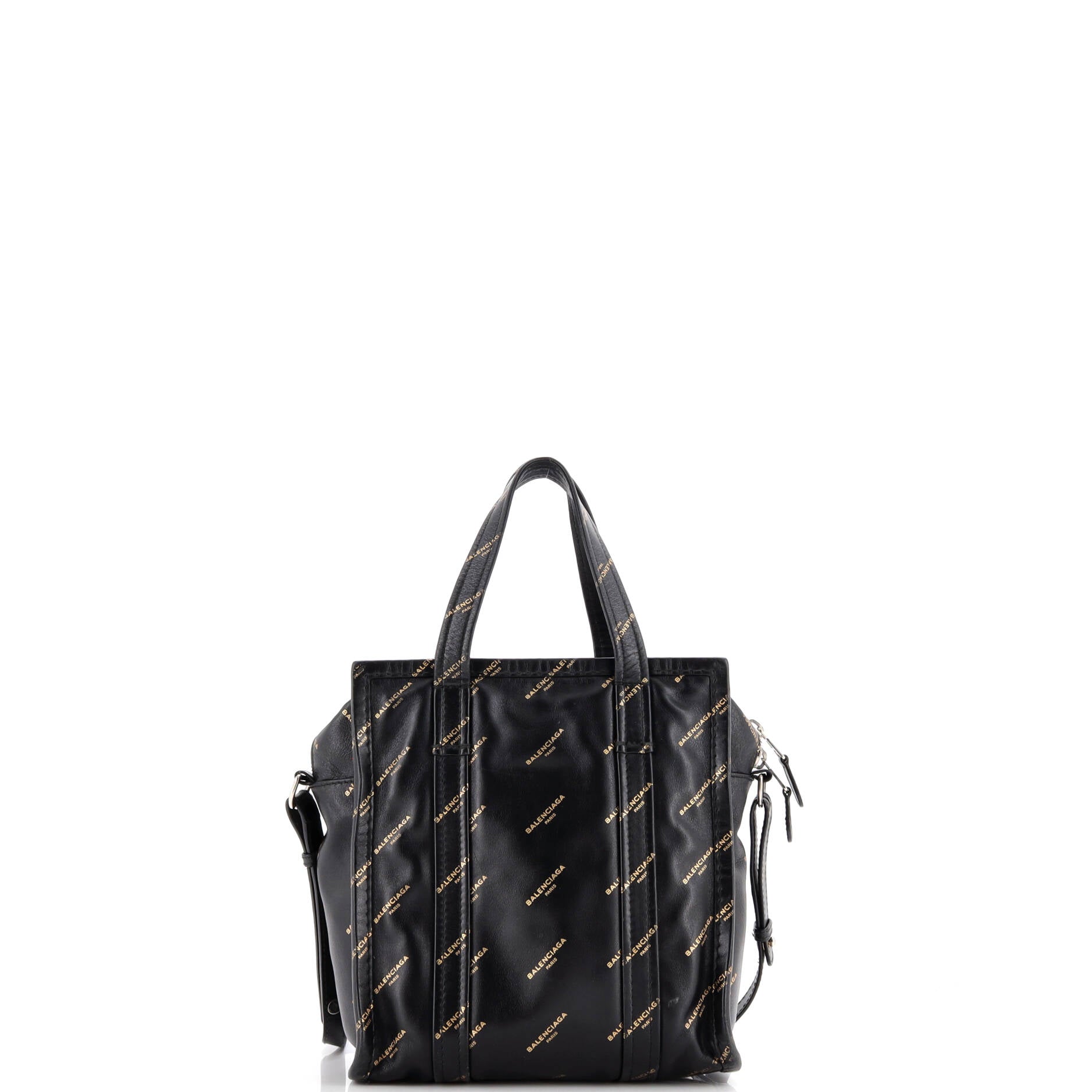 Pre-Loved Balenciaga Bazar Logo Convertible Tote Printed Leather XS - Image 3