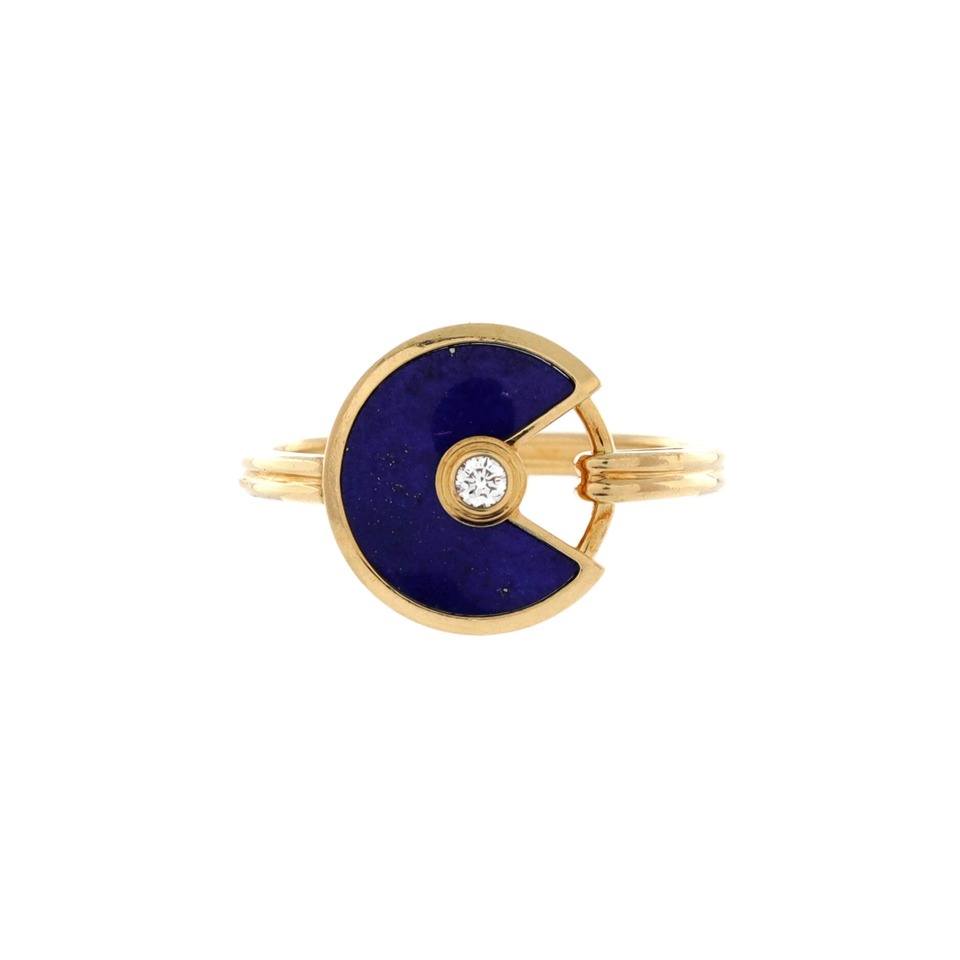 Pre-Loved Cartier Amulette De Cartier Ring 18K Yellow Gold with Diamond and Lapis Lazuli