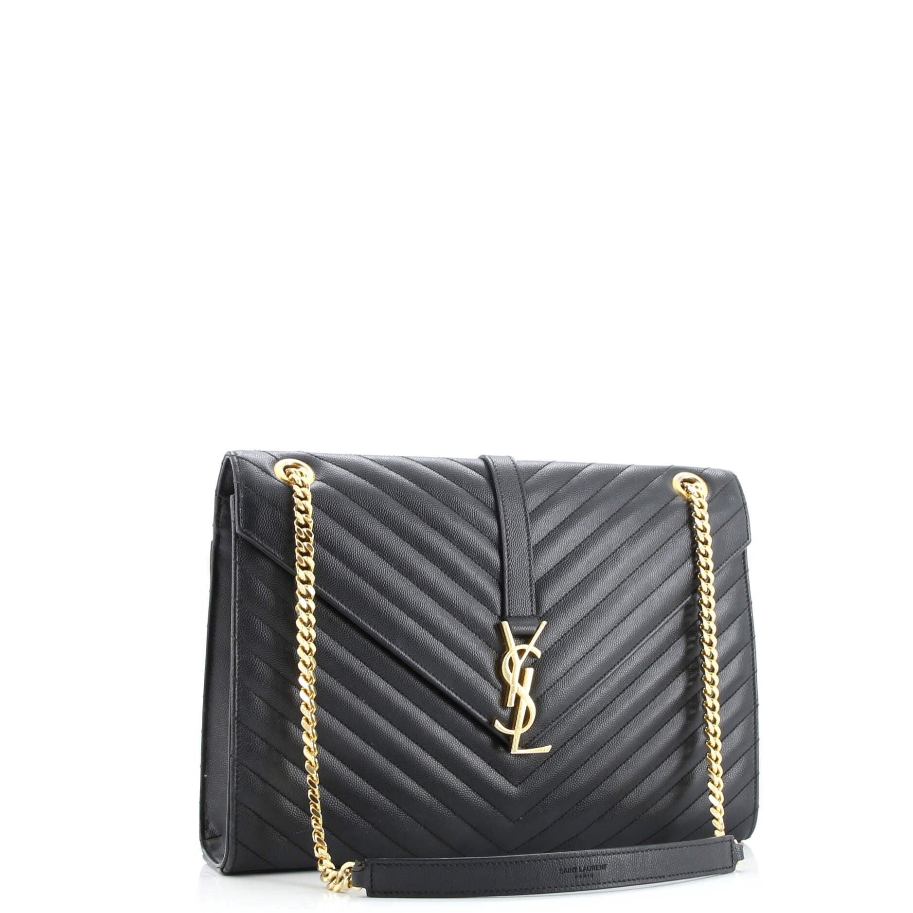 Pre-Loved Saint Laurent Classic Monogram Envelope Satchel Matelasse Chevron Leather Large - Image 2