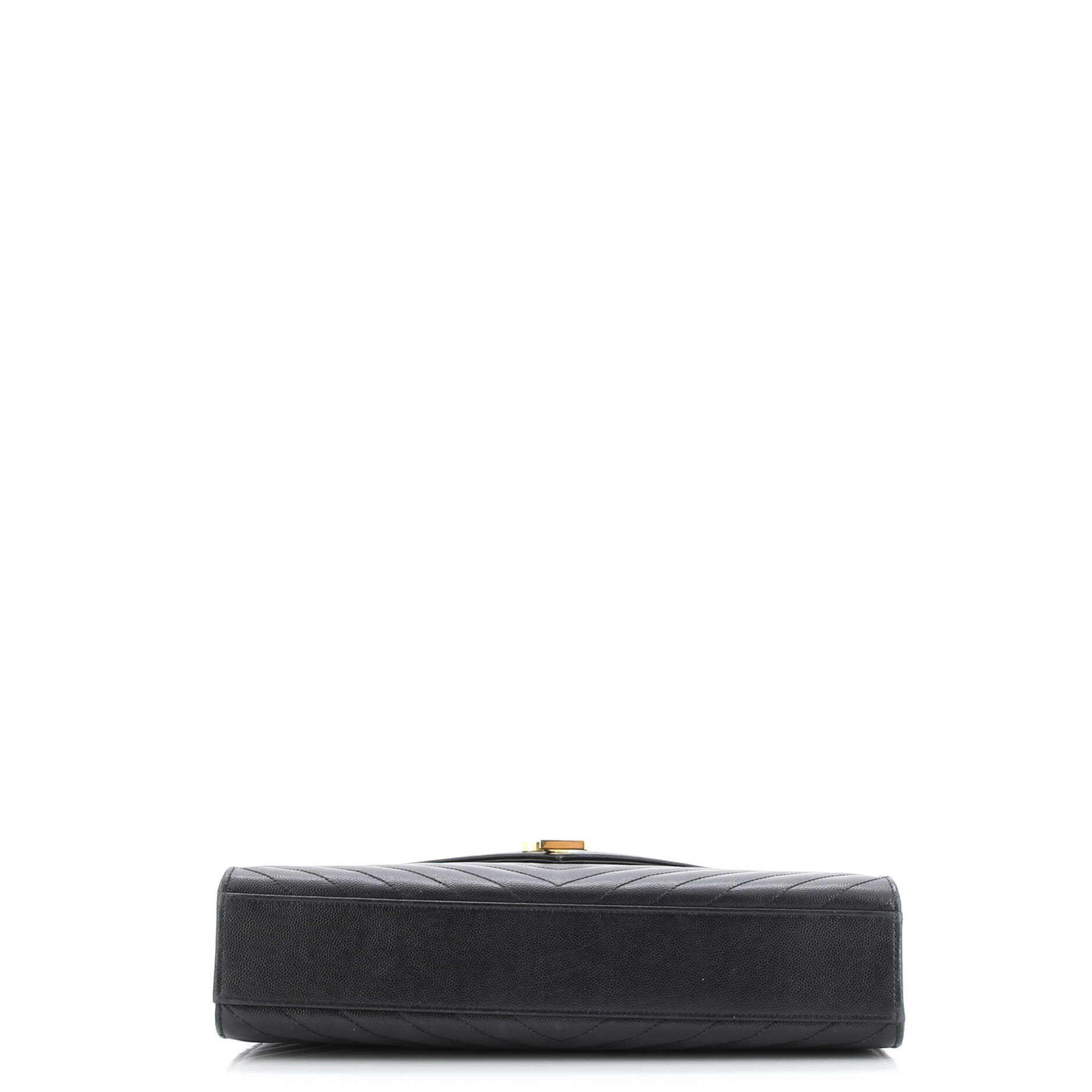 Pre-Loved Saint Laurent Classic Monogram Envelope Satchel Matelasse Chevron Leather Large - Image 4