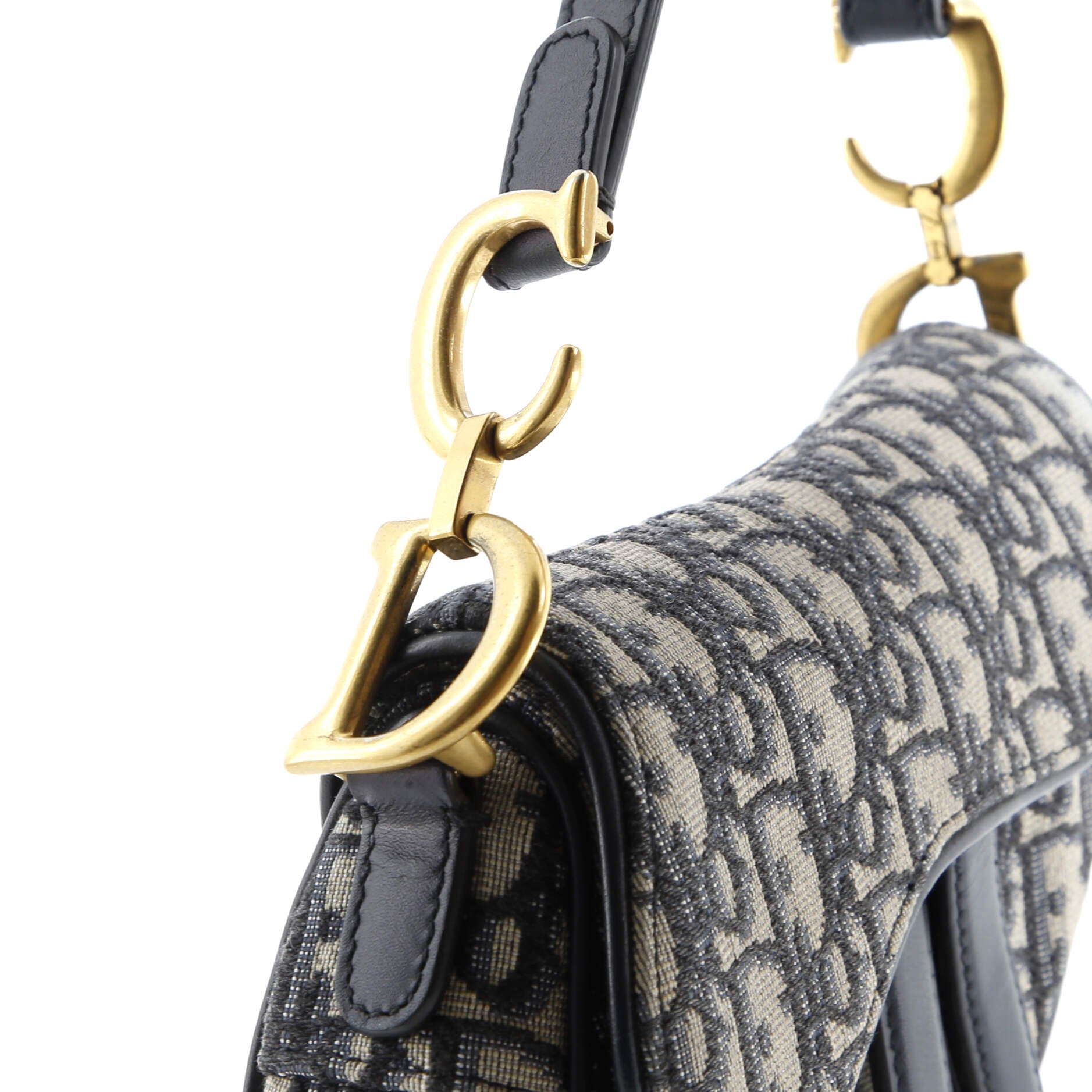 Pre-Loved Christian Dior Saddle Handbag with Strap Oblique Canvas Mini - Image 6