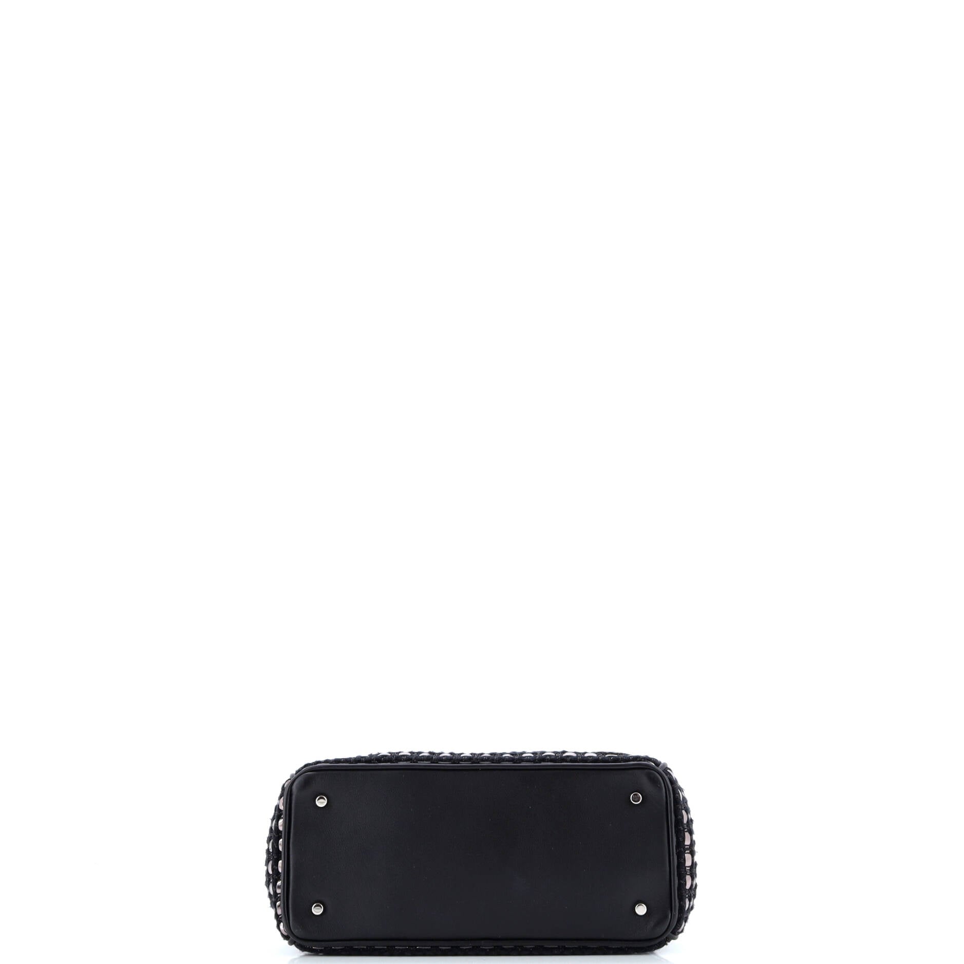 Pre-Loved Christian Dior Diorissimo Tote Patch Embellished Metallic Tweed Mini - Image 4