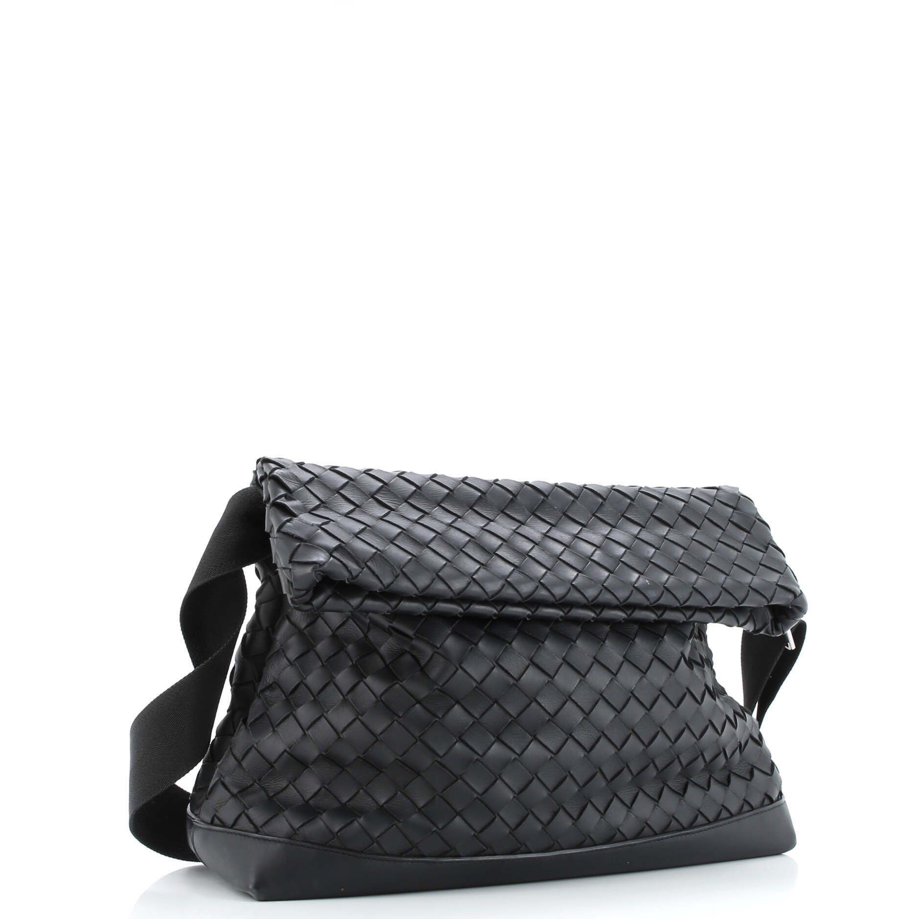 Pre-Loved Bottega Veneta Classic Fold Over Messenger Bag Intrecciato Leather Large - Image 2