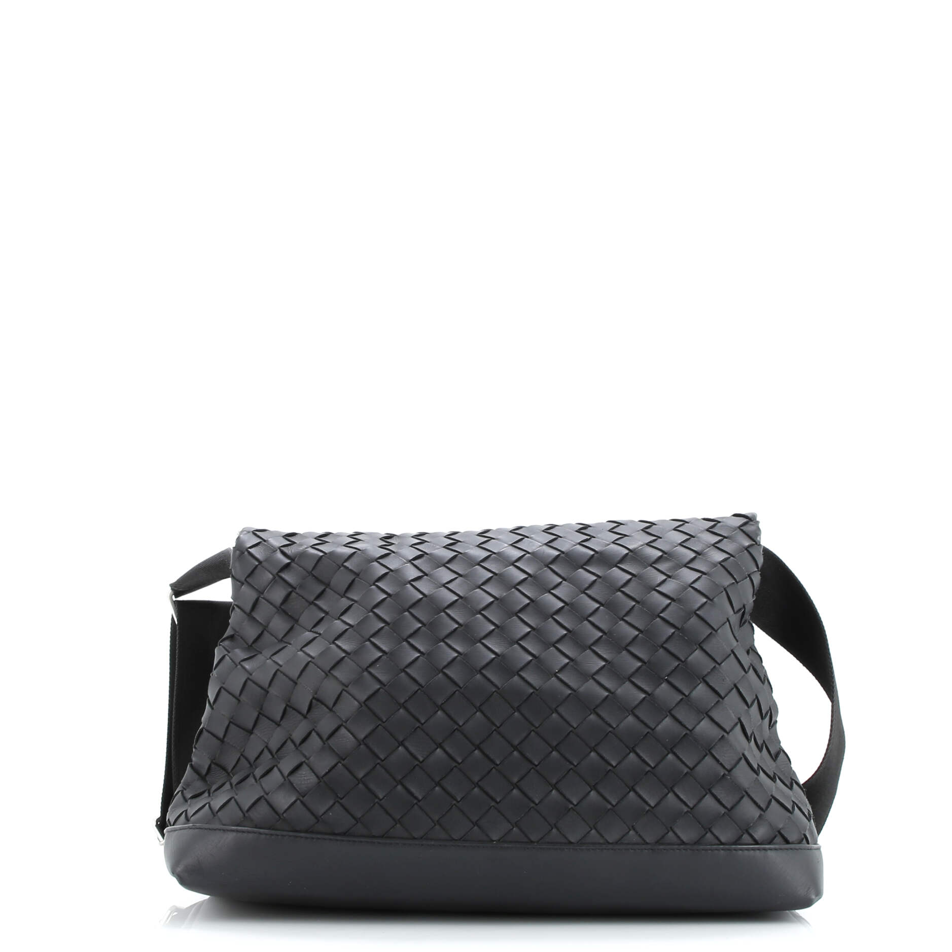 Pre-Loved Bottega Veneta Classic Fold Over Messenger Bag Intrecciato Leather Large - Image 3