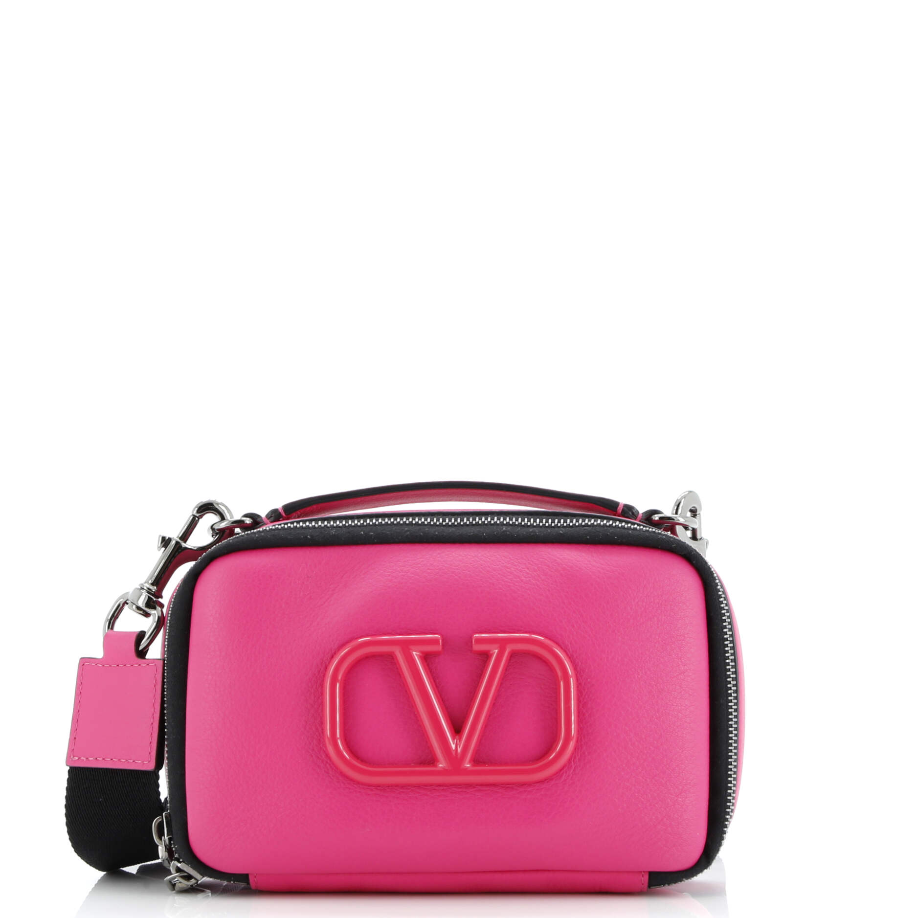 Pre-Loved Valentino VLogo Zip Around Camera Crossbody Bag Leather