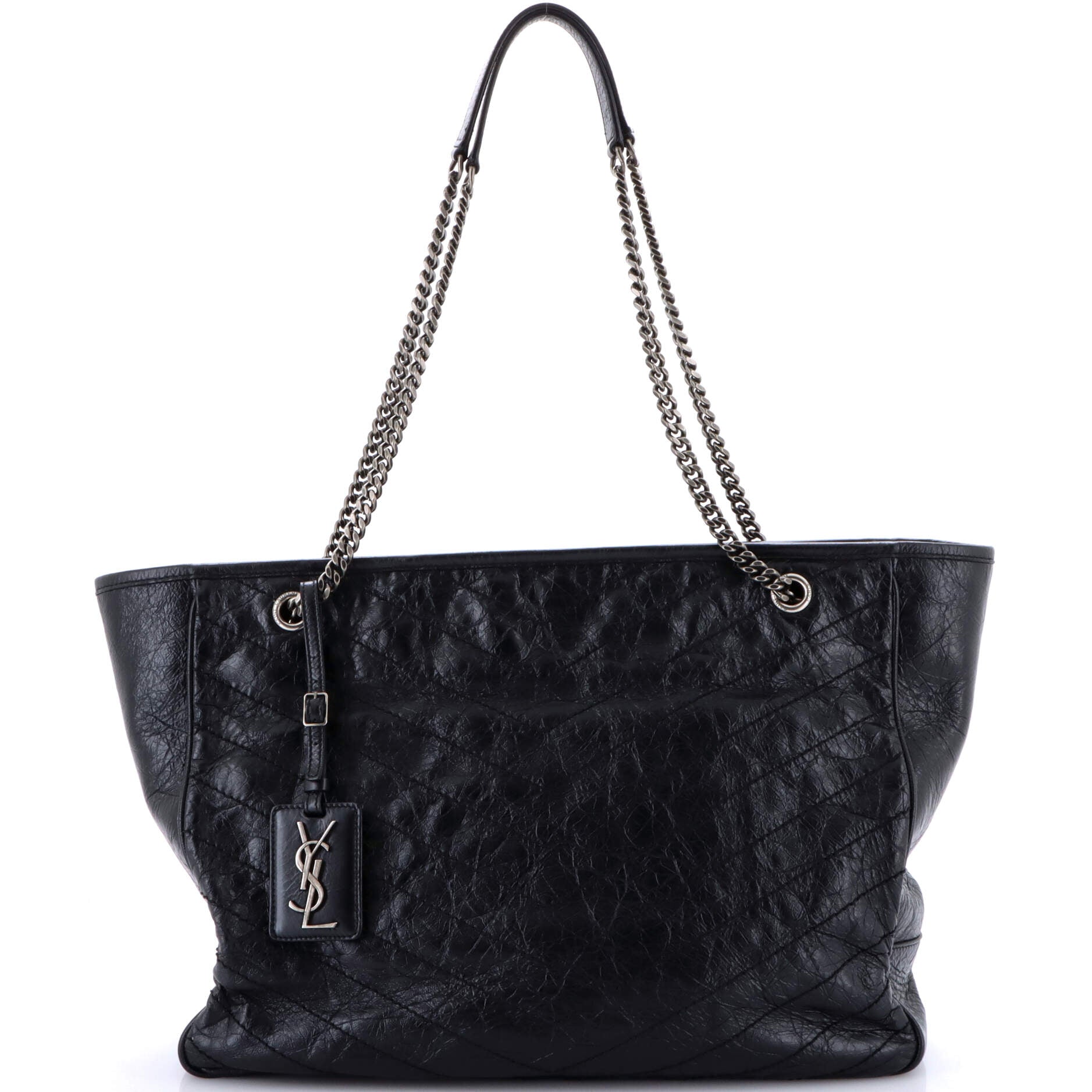 Pre-Loved Saint Laurent Niki Zip Shopping Tote Matelasse Chevron Leather Large