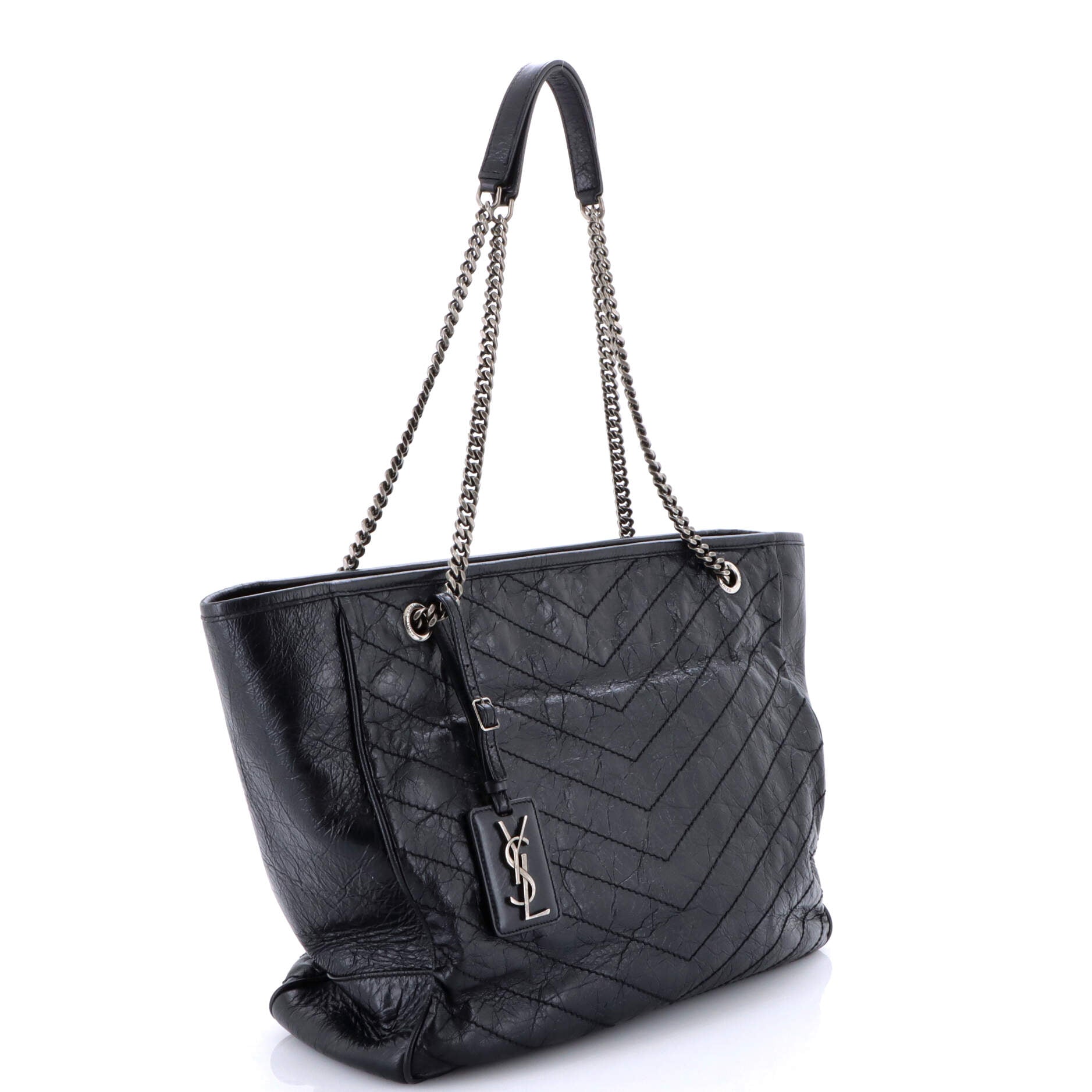 Pre-Loved Saint Laurent Niki Zip Shopping Tote Matelasse Chevron Leather Large - Image 2