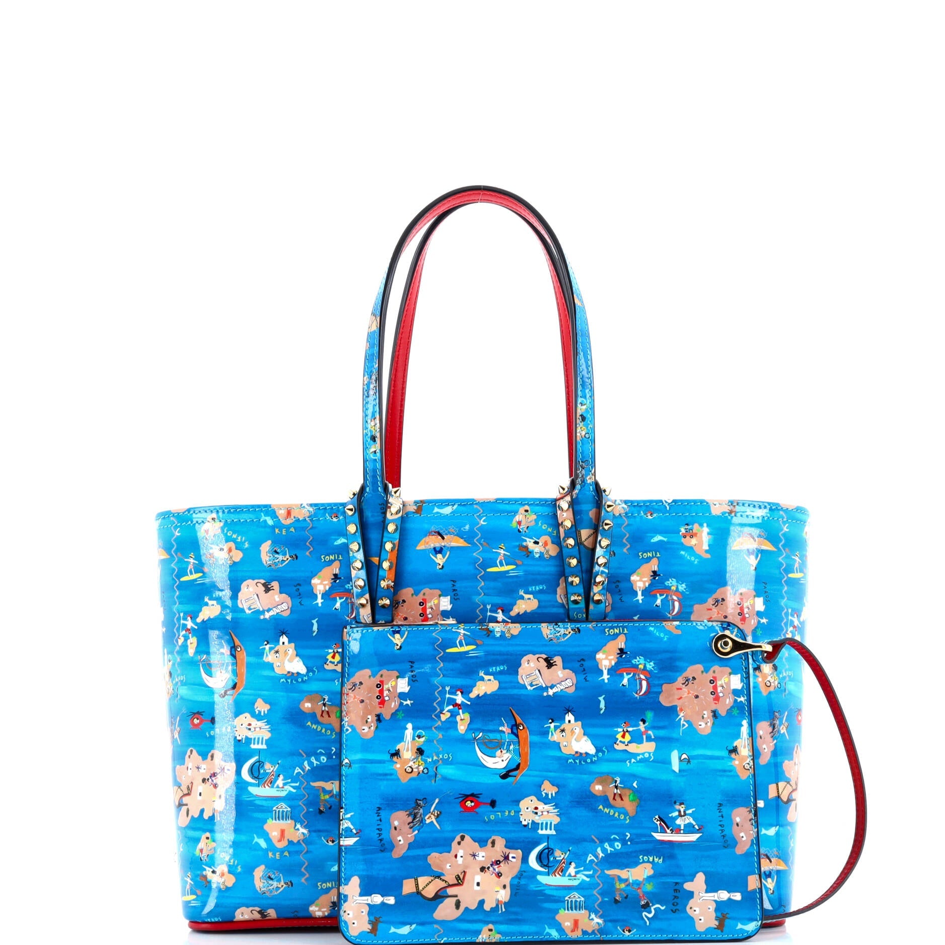 Pre-Loved Christian Louboutin Cabata East West Tote Printed Patent Small - Image 2