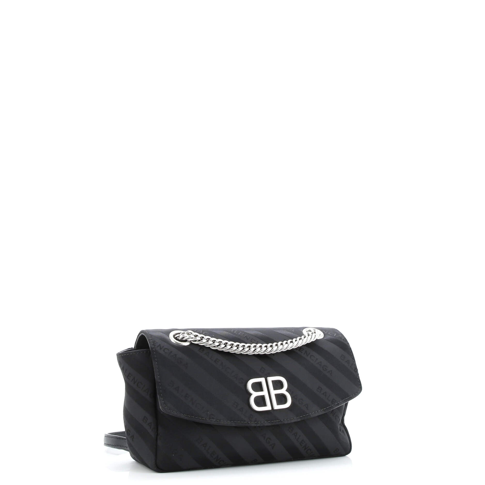 Pre-Loved Balenciaga BB Chain Round Shoulder Bag Jacquard Small - Image 2